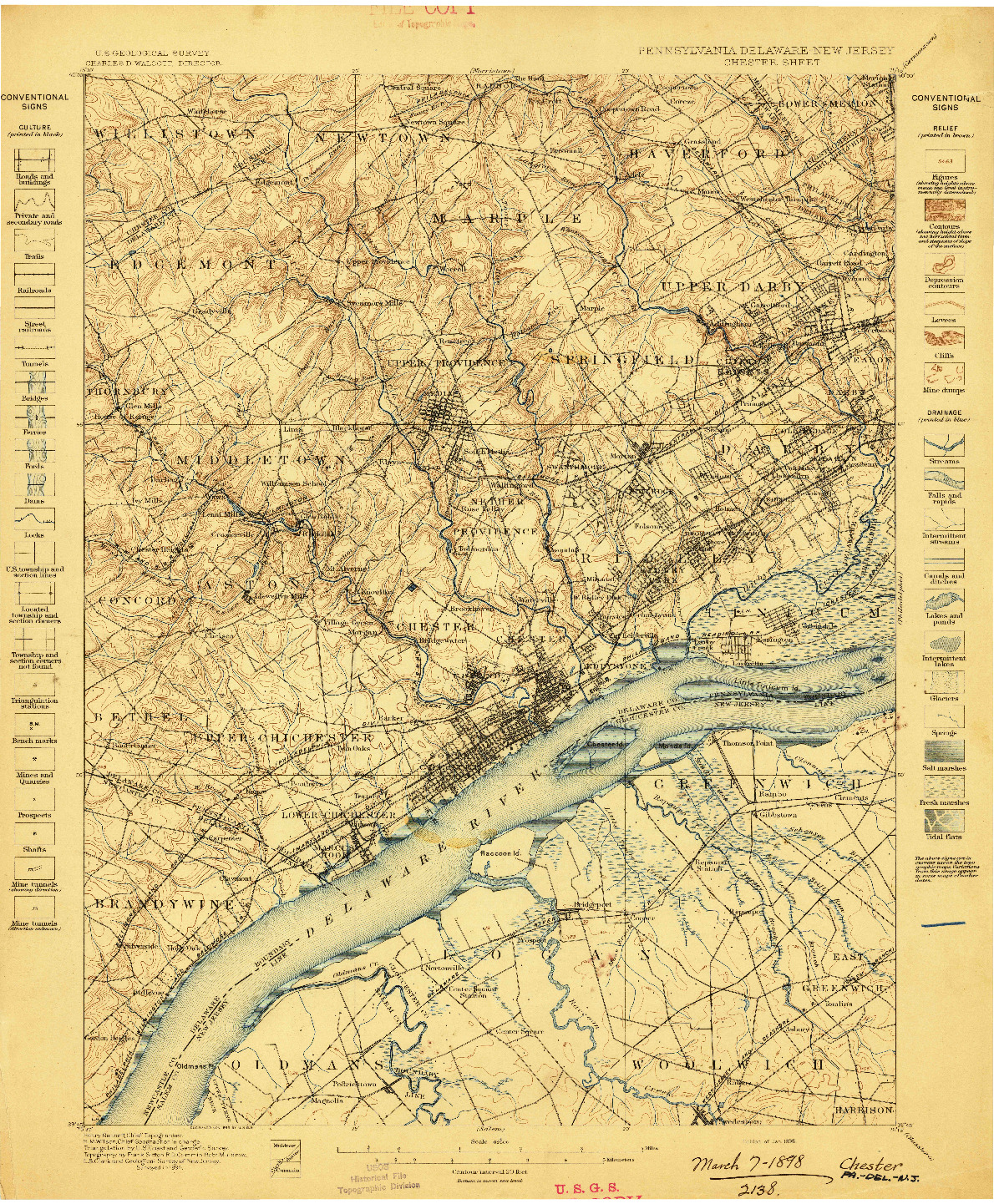 USGS 1:62500-SCALE QUADRANGLE FOR CHESTER, PA 1898