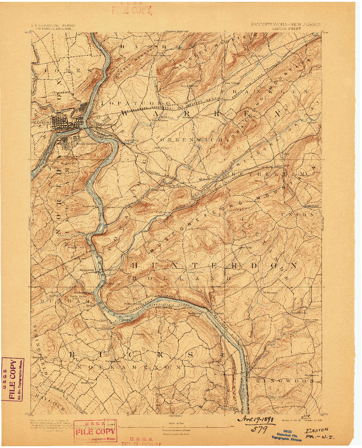 USGS 1:62500-SCALE QUADRANGLE FOR EASTON, PA 1891