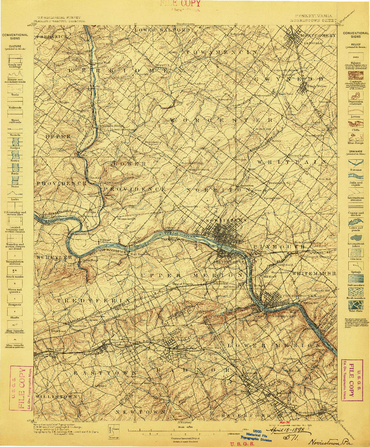 USGS 1:62500-SCALE QUADRANGLE FOR NORRISTOWN, PA 1895