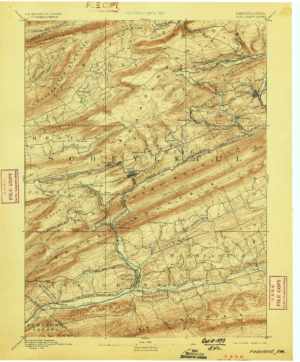 USGS 1:62500-SCALE QUADRANGLE FOR PINEGROVE, PA 1892