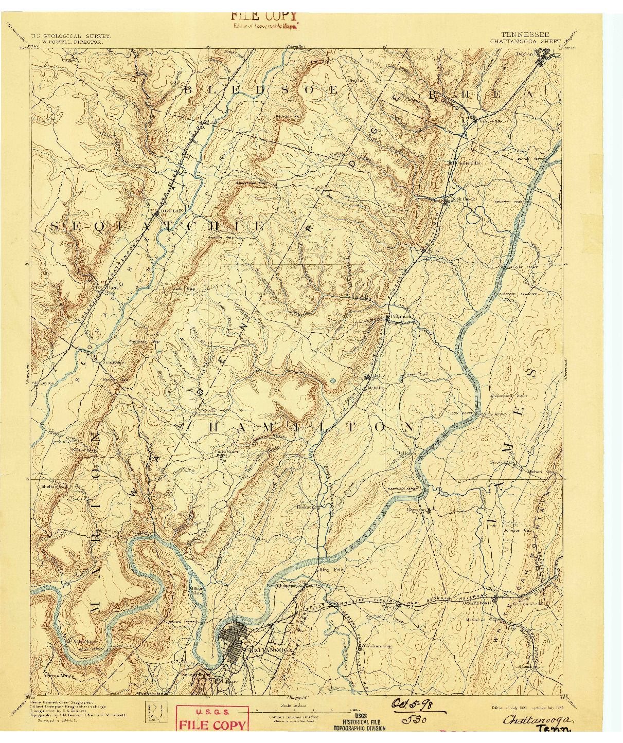 USGS 1:125000-SCALE QUADRANGLE FOR CHATTANOOGA, TN 1893