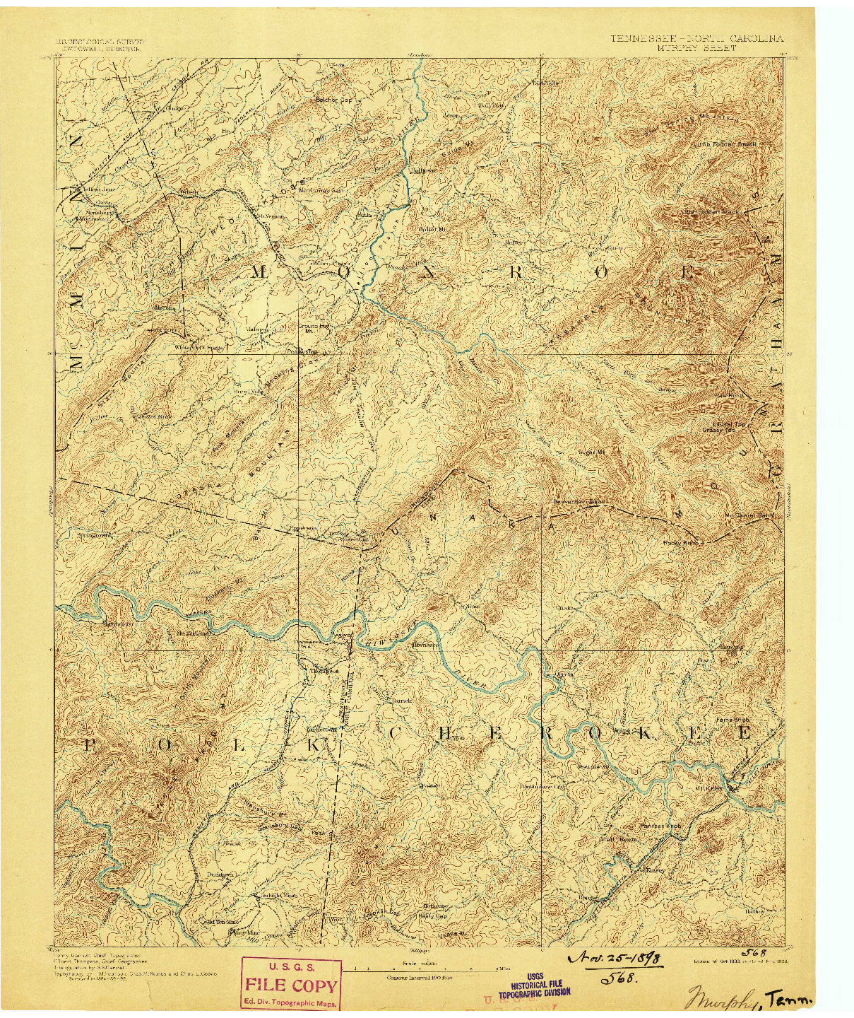 USGS 1:125000-SCALE QUADRANGLE FOR MURPHY, TN 1893