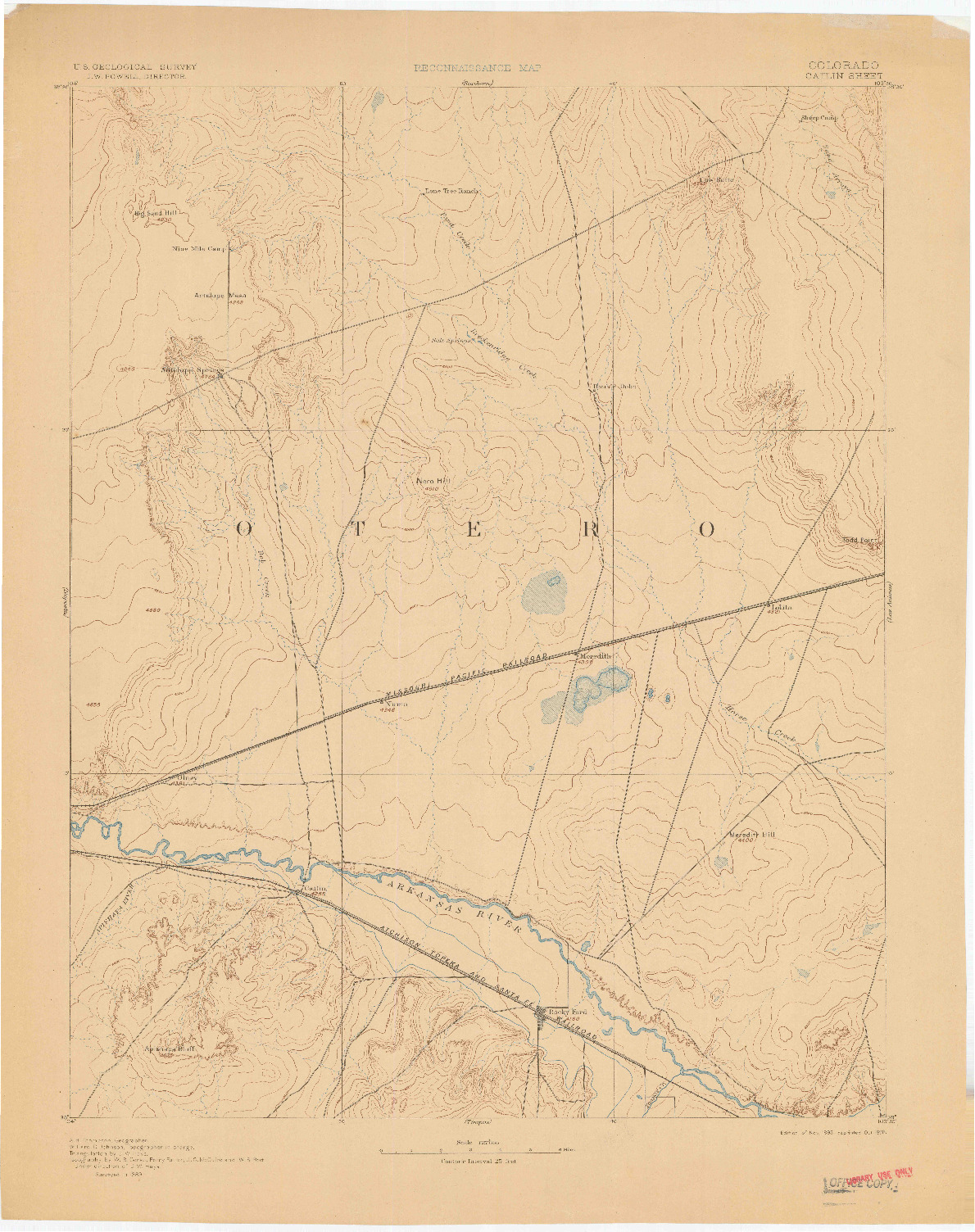 USGS 1:125000-SCALE QUADRANGLE FOR CATLIN, CO 1893