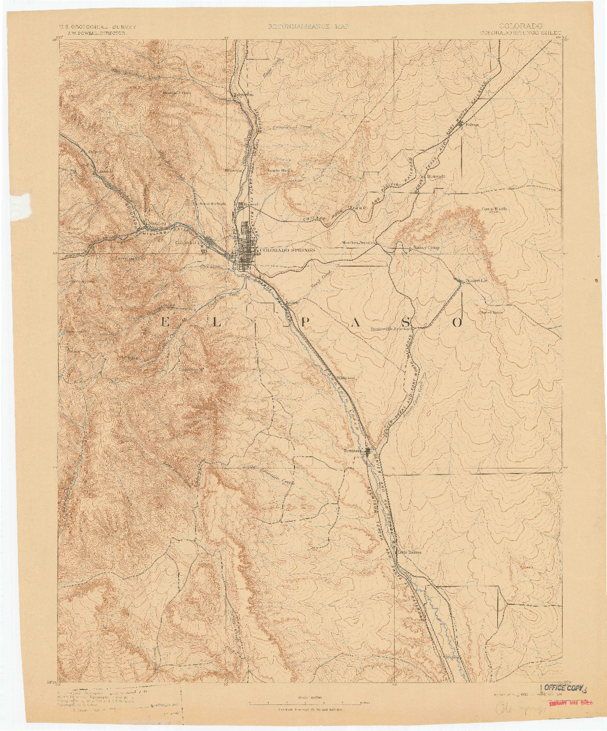 USGS 1:125000-SCALE QUADRANGLE FOR COLORADO SPRINGS, CO 1893