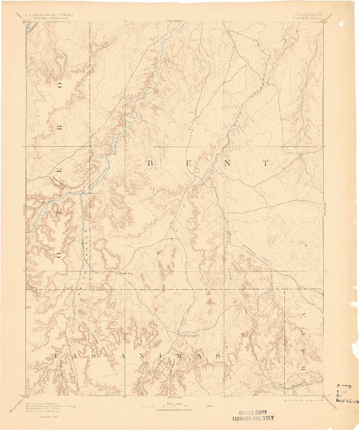 USGS 1:125000-SCALE QUADRANGLE FOR HIGBEE, CO 1893