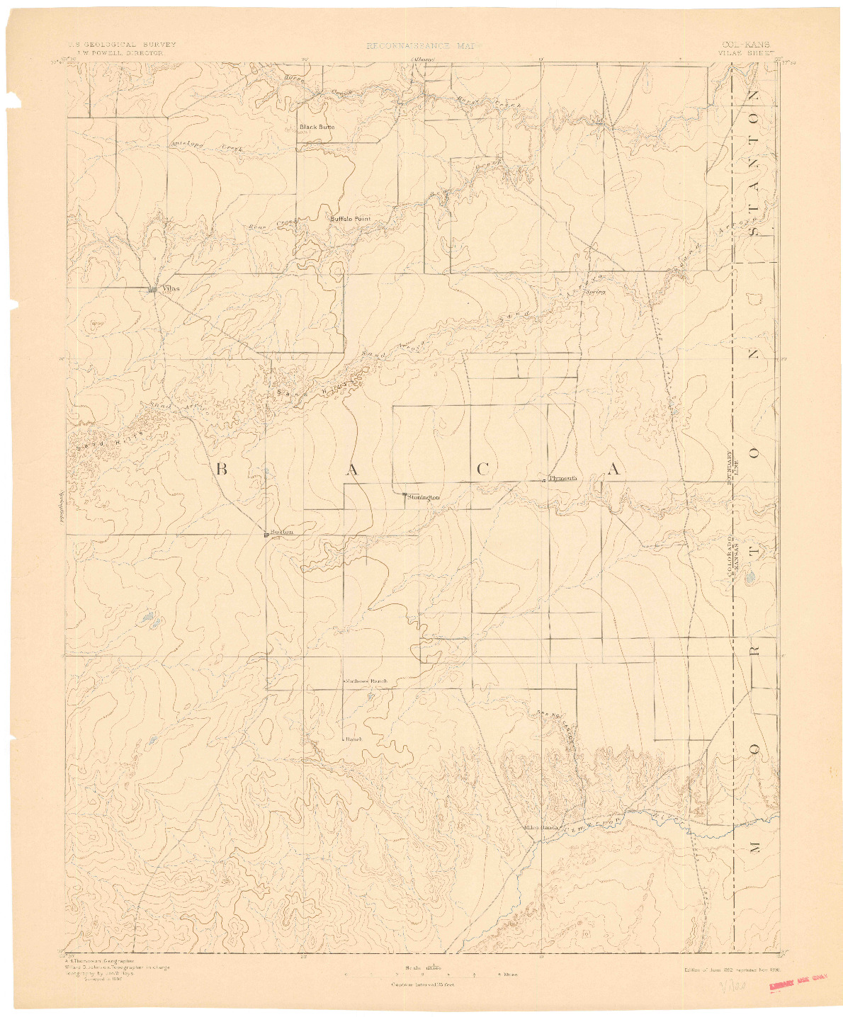 USGS 1:125000-SCALE QUADRANGLE FOR VILAS, CO 1892