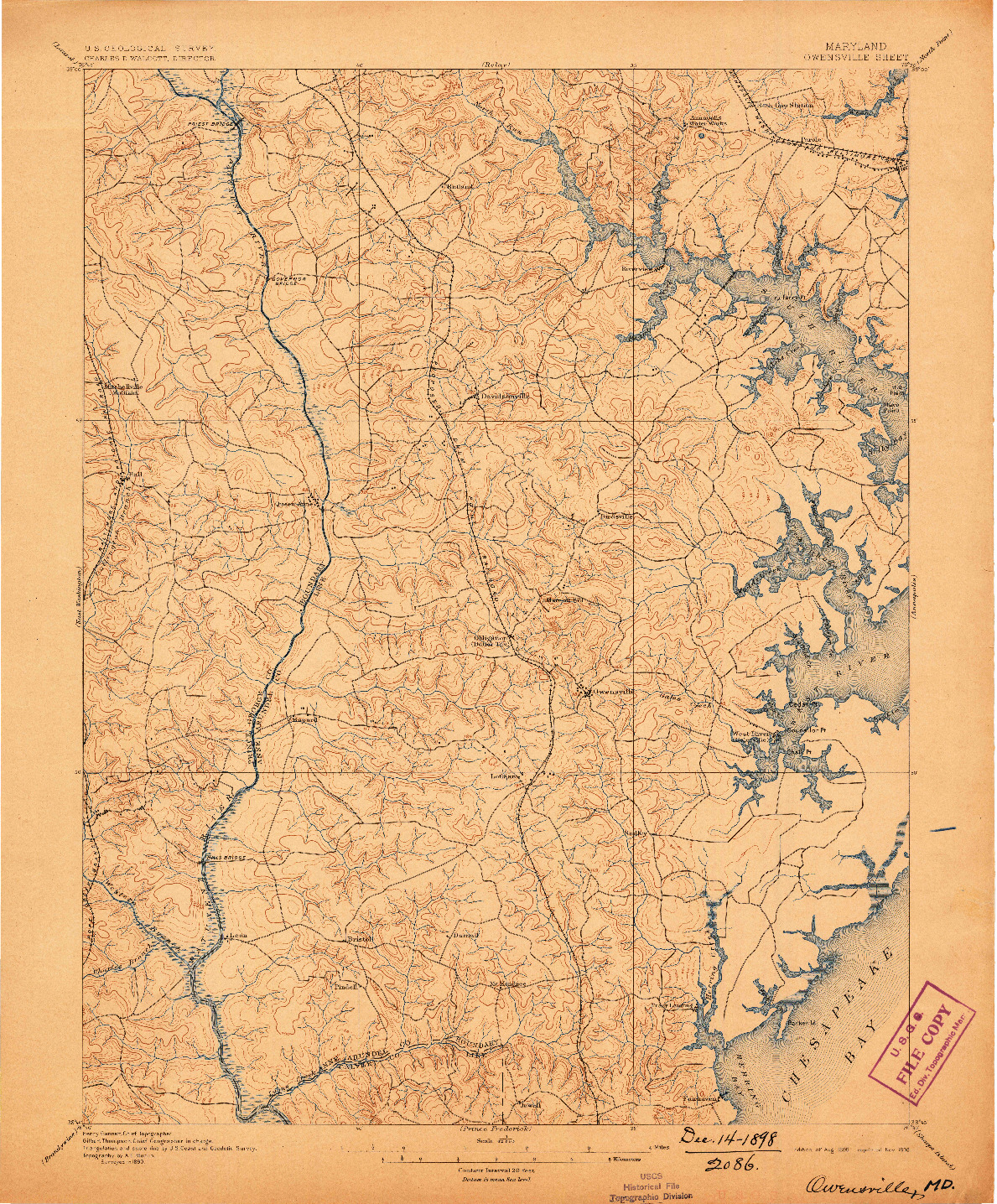 USGS 1:62500-SCALE QUADRANGLE FOR OWENSVILLE, MD 1895