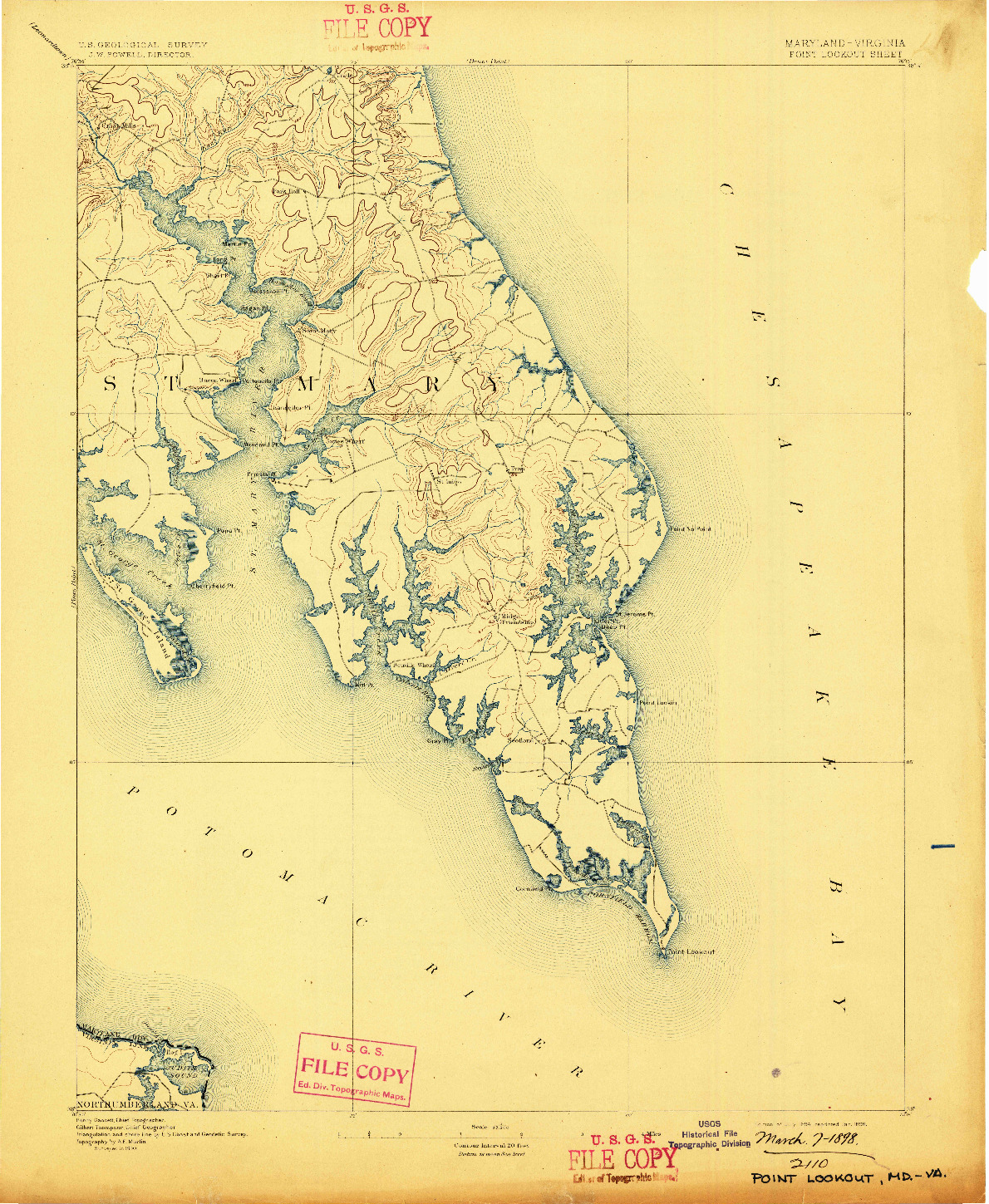 USGS 1:62500-SCALE QUADRANGLE FOR POINT LOOKOUT, MD 1894