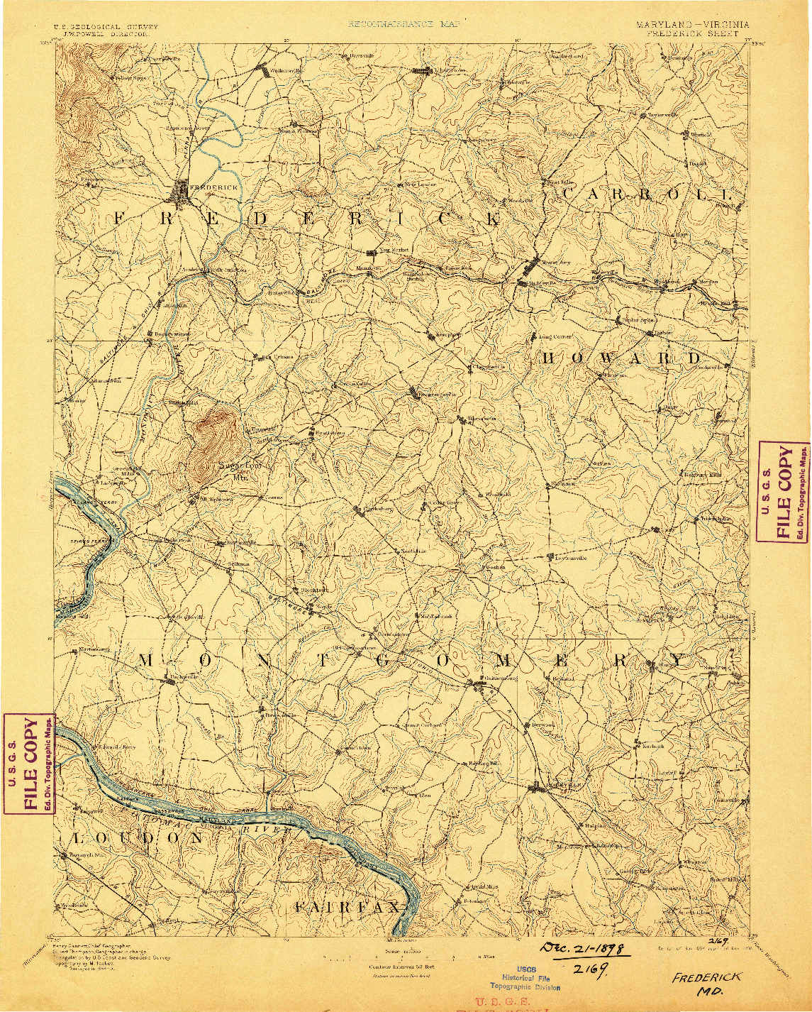 USGS 1:125000-SCALE QUADRANGLE FOR FREDERICK, MD 1894