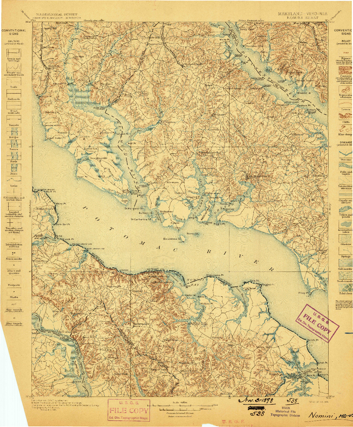 USGS 1:125000-SCALE QUADRANGLE FOR NOMINI, MD 1898