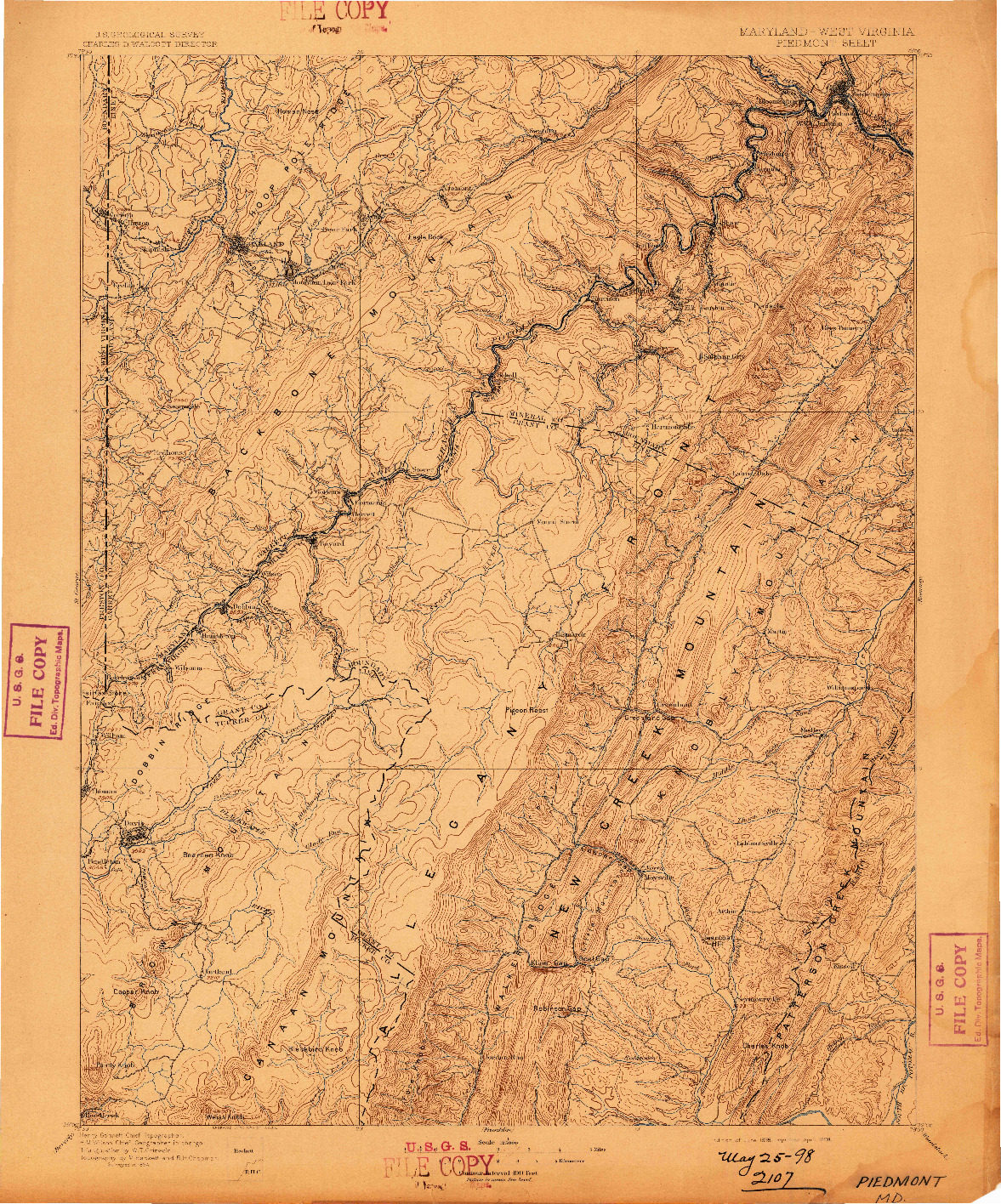 USGS 1:125000-SCALE QUADRANGLE FOR PIEDMONT, MD 1895