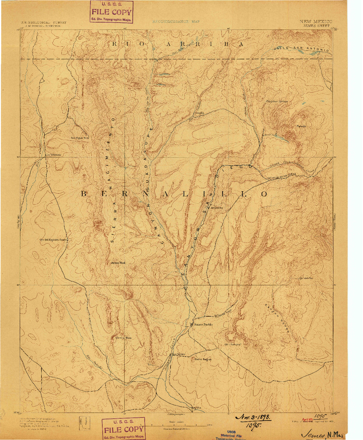 USGS 1:125000-SCALE QUADRANGLE FOR JEMES, NM 1890