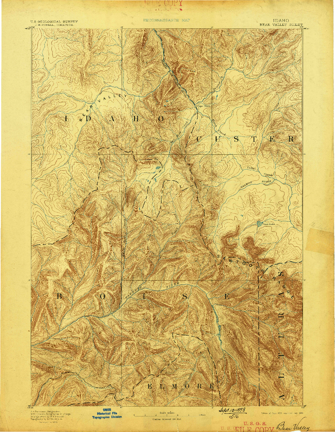 USGS 1:125000-SCALE QUADRANGLE FOR BEAR VALLEY, ID 1893