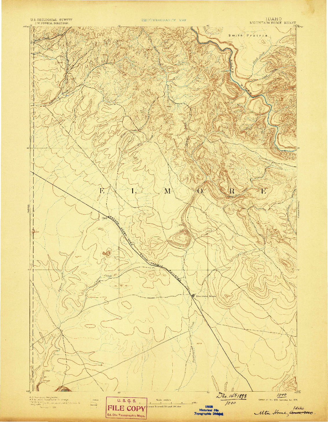 USGS 1:125000-SCALE QUADRANGLE FOR MOUNTAIN HOME, ID 1893