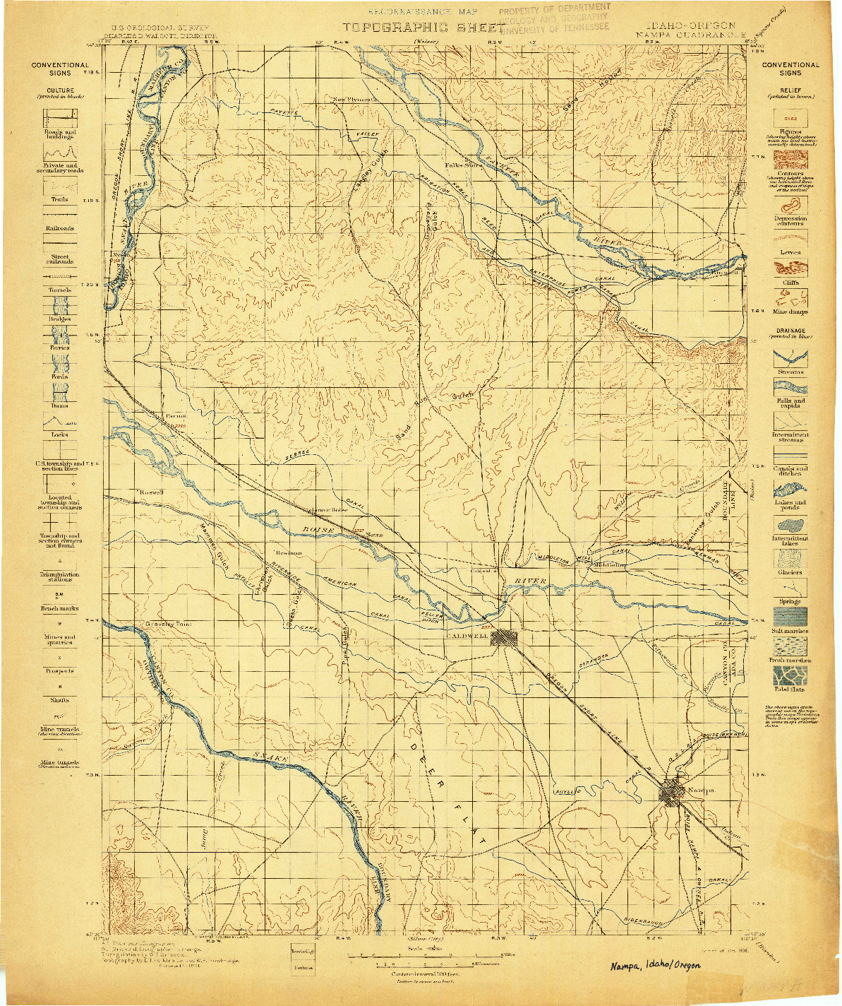 USGS 1:125000-SCALE QUADRANGLE FOR NAMPA, ID 1898