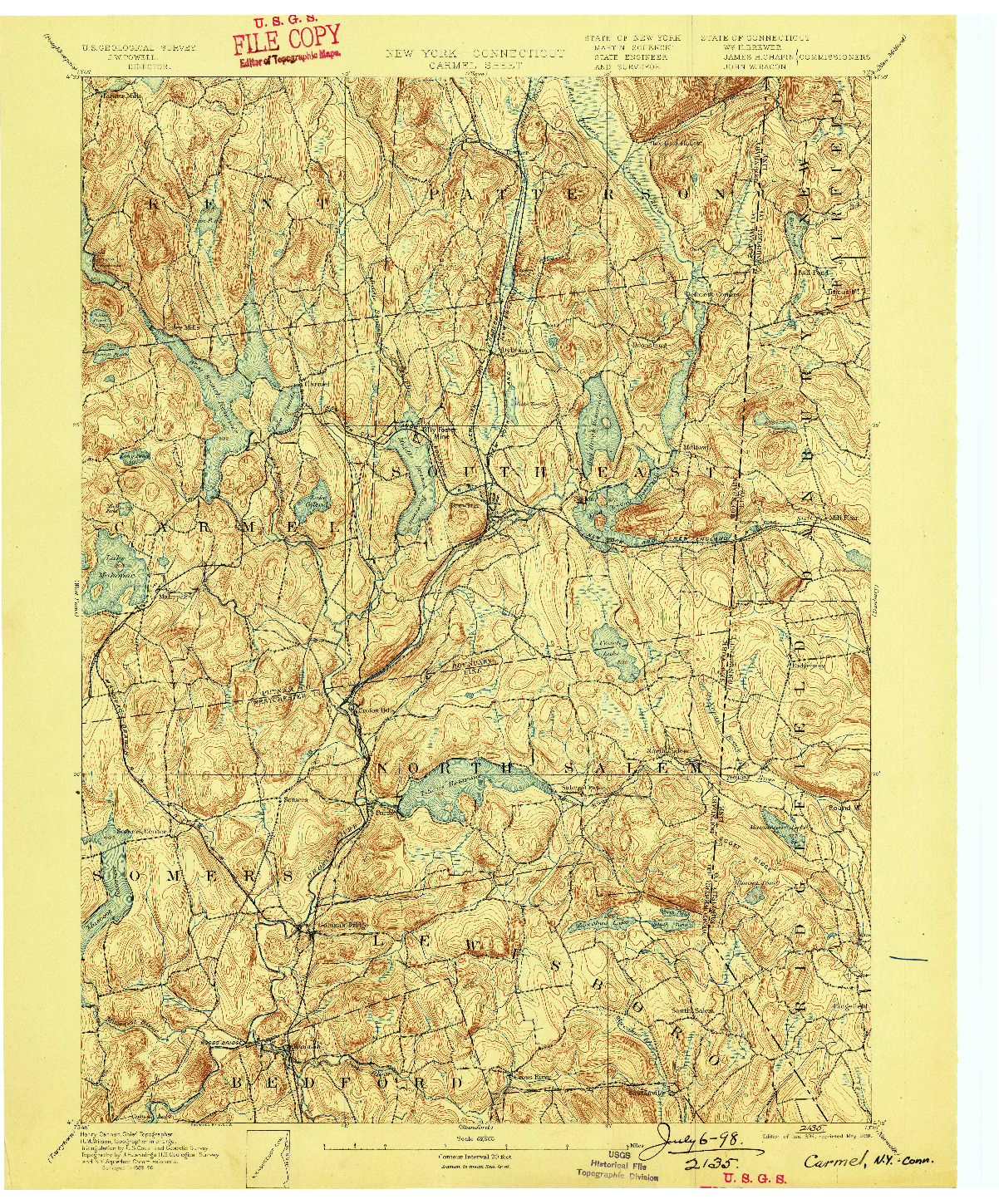 USGS 1:62500-SCALE QUADRANGLE FOR CARMEL, NY 1894