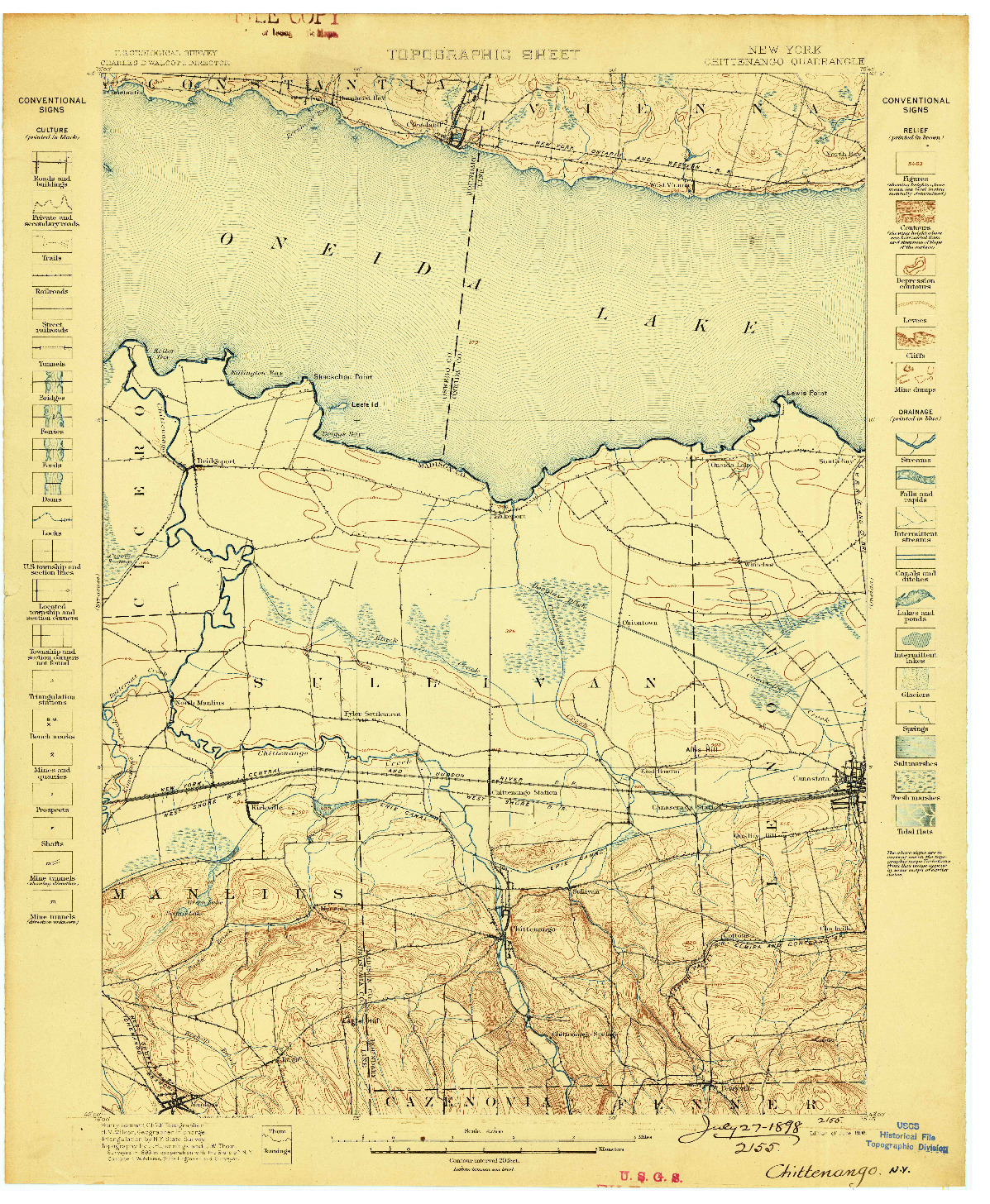 USGS 1:62500-SCALE QUADRANGLE FOR CHITTENANGO, NY 1898