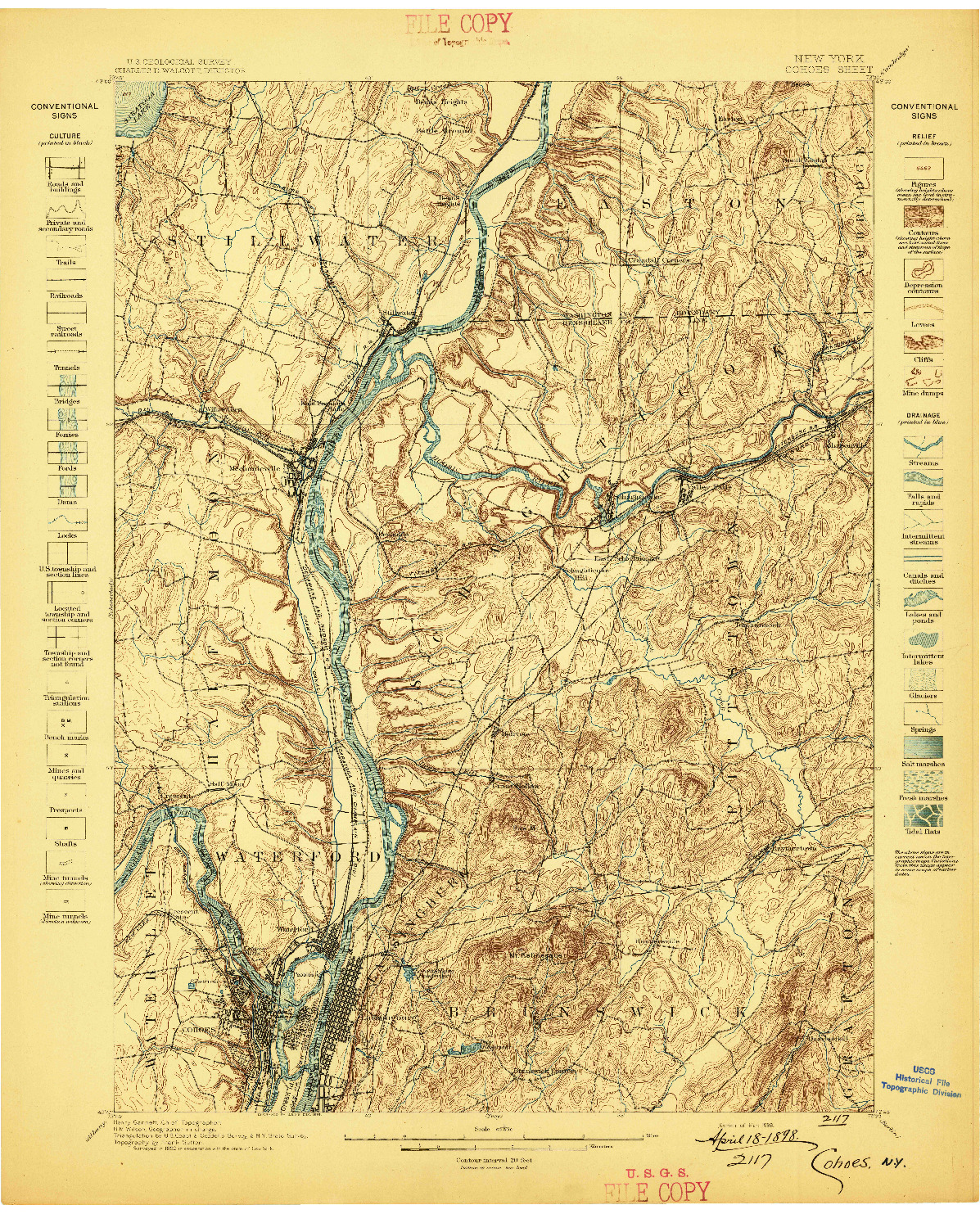 USGS 1:62500-SCALE QUADRANGLE FOR COHOES, NY 1898