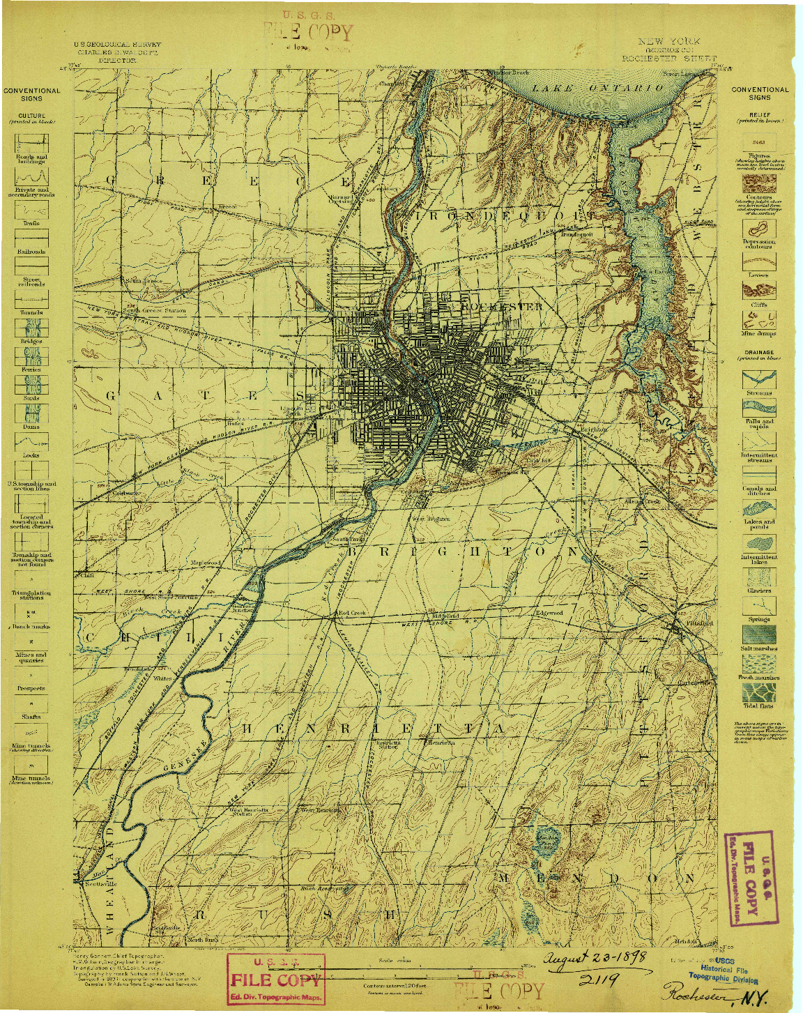 USGS 1:62500-SCALE QUADRANGLE FOR ROCHESTER, NY 1898