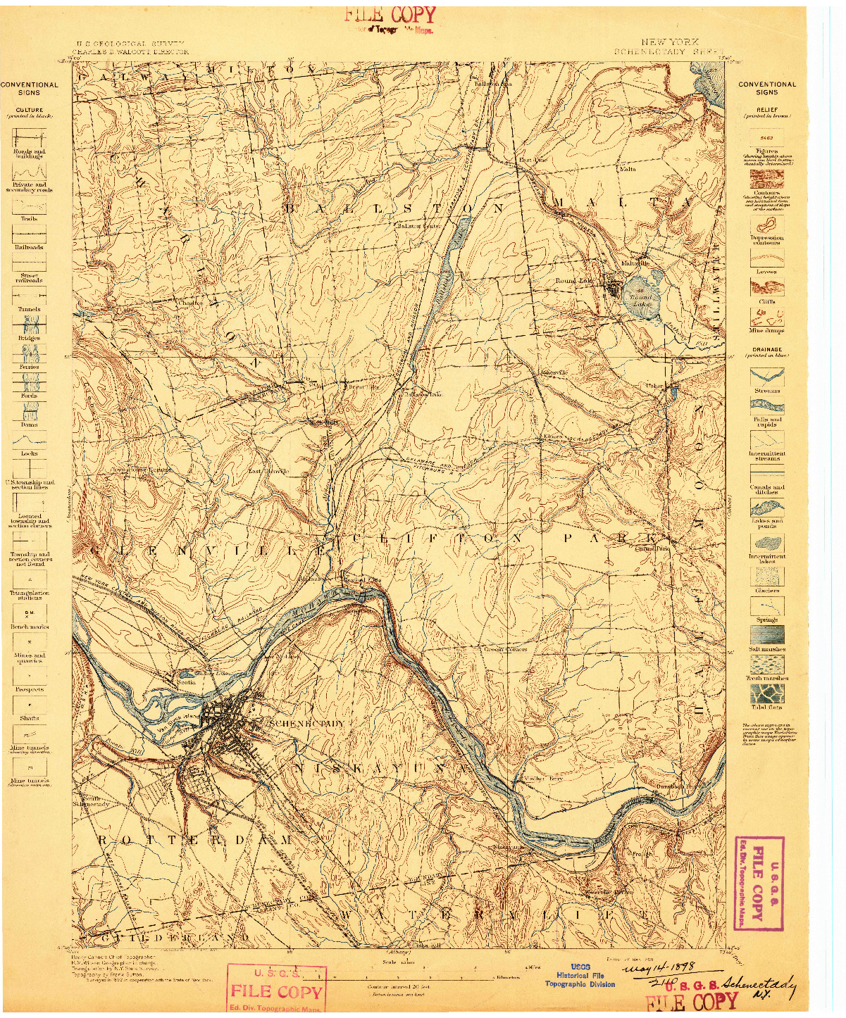 USGS 1:62500-SCALE QUADRANGLE FOR SCHENECTADY, NY 1898