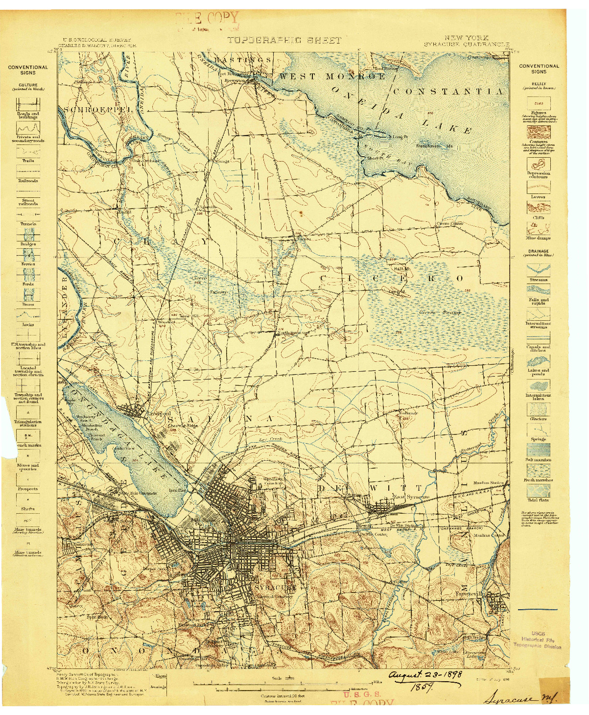 USGS 1:62500-SCALE QUADRANGLE FOR SYRACUSE, NY 1898