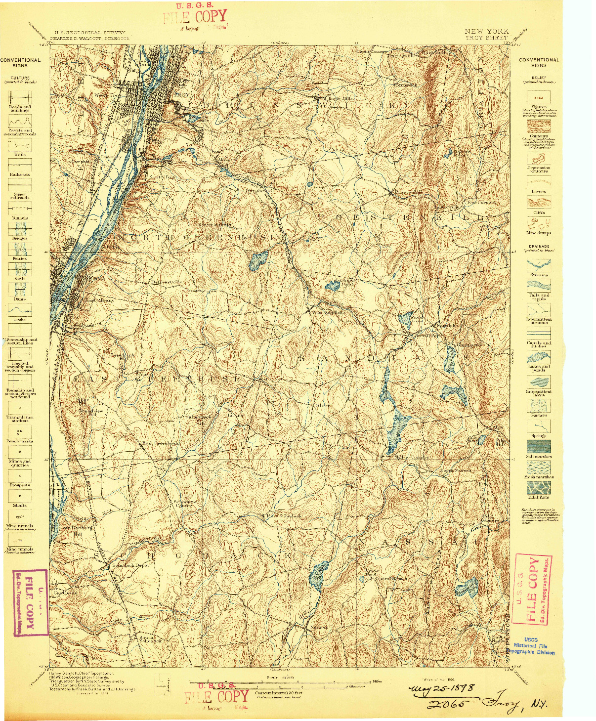 USGS 1:62500-SCALE QUADRANGLE FOR TROY, NY 1898