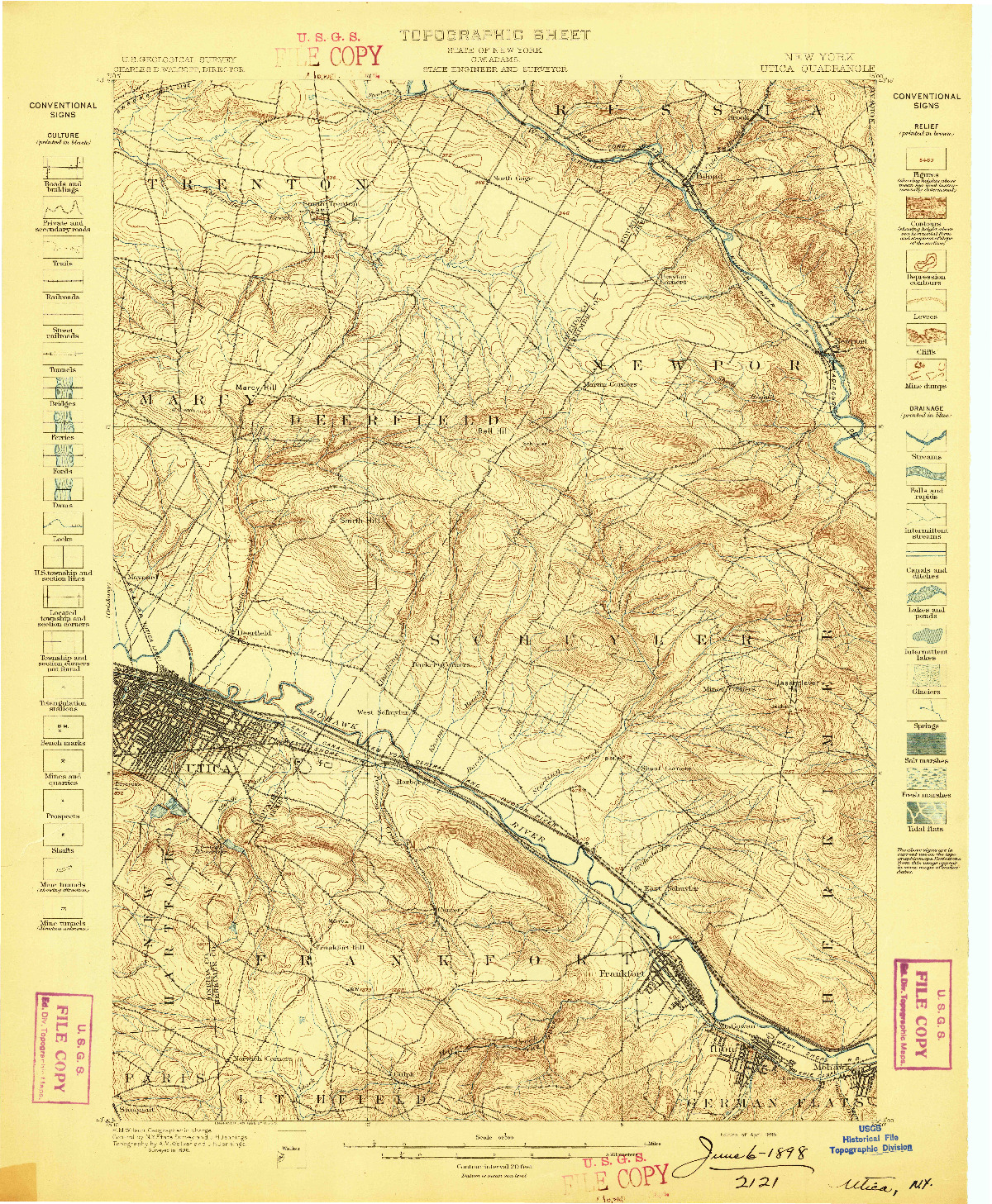 USGS 1:62500-SCALE QUADRANGLE FOR UTICA, NY 1898