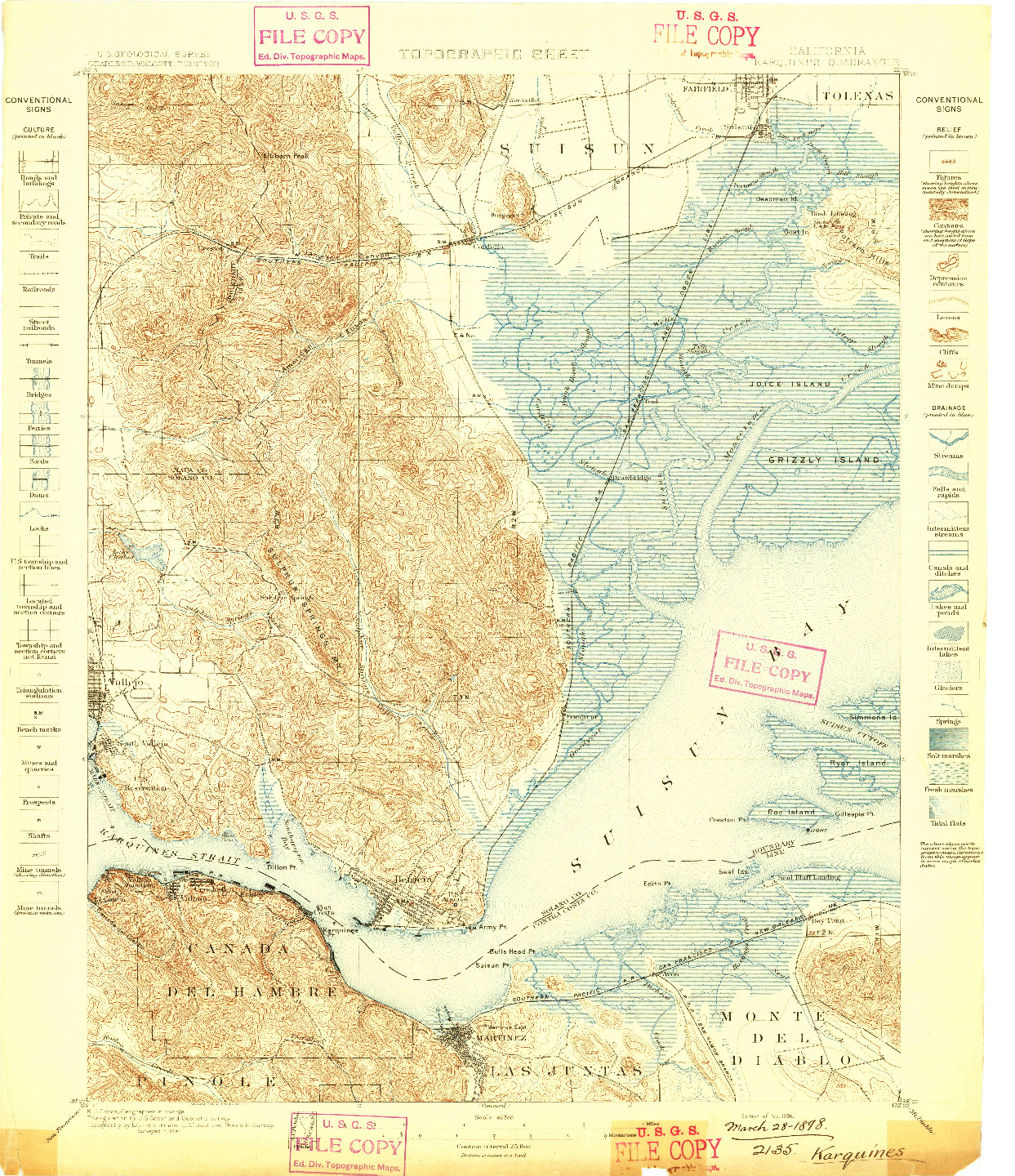USGS 1:62500-SCALE QUADRANGLE FOR KARQUINES, CA 1898