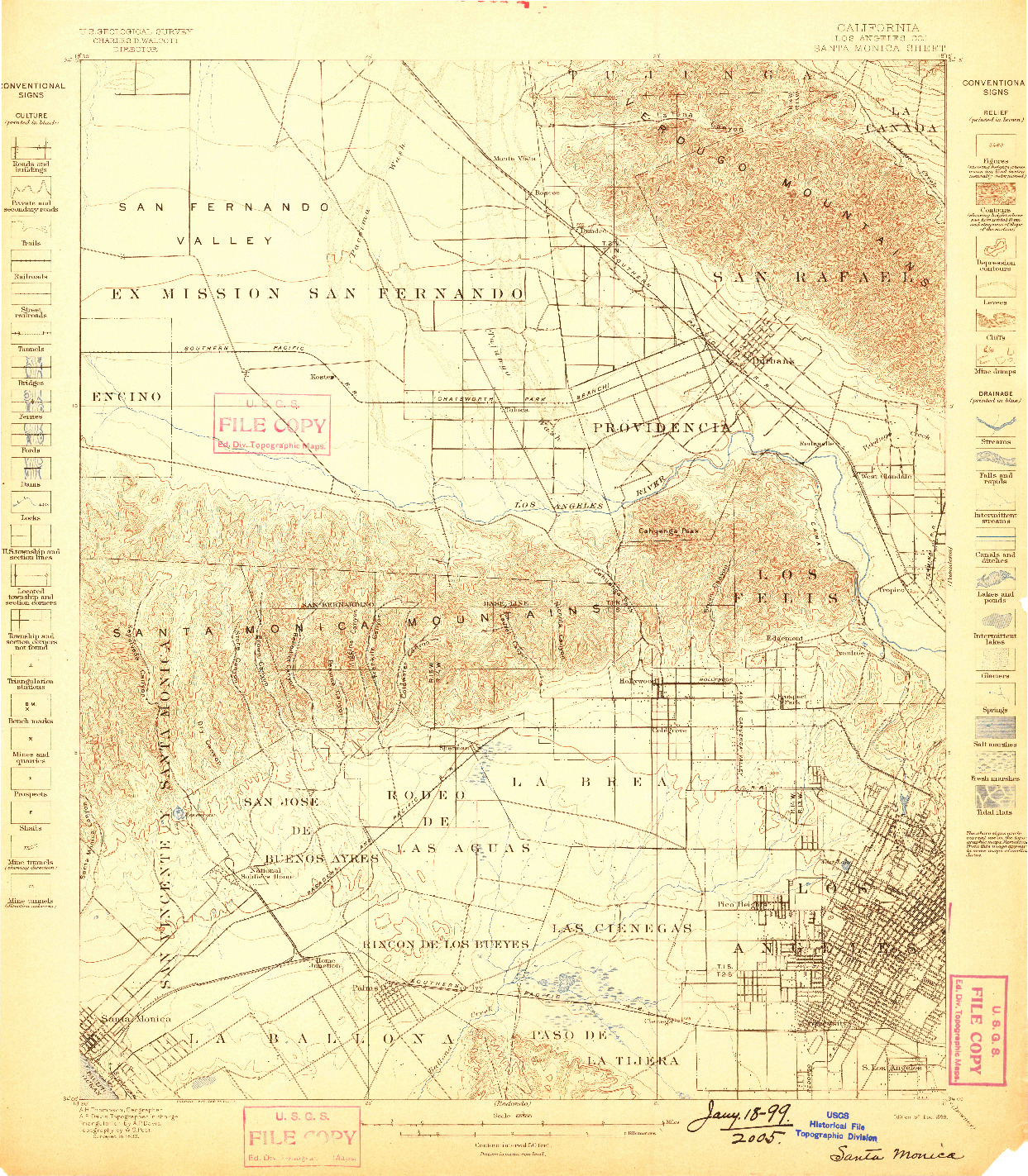 USGS 1:62500-SCALE QUADRANGLE FOR SANTA MONICA, CA 1898