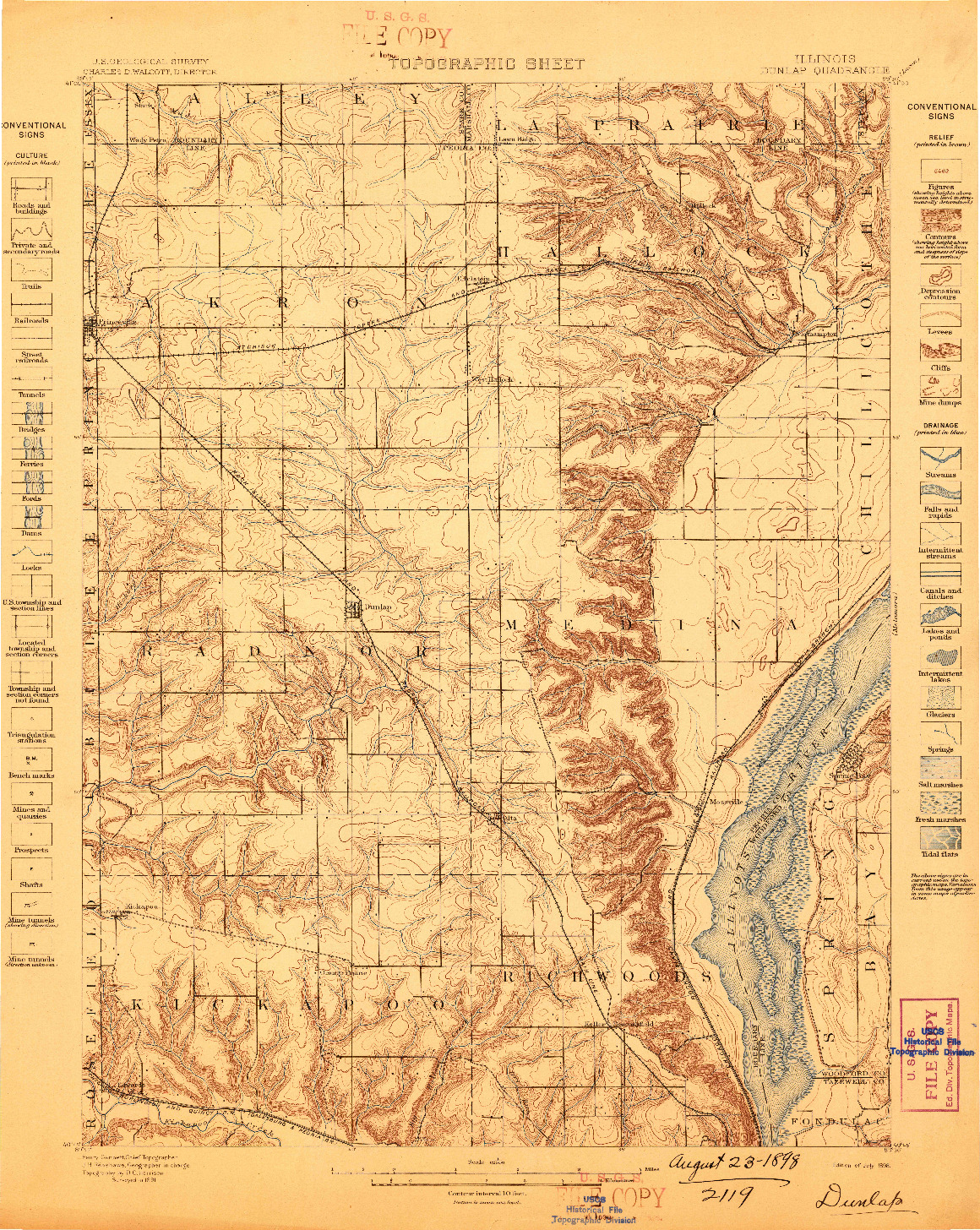 USGS 1:62500-SCALE QUADRANGLE FOR DUNLAP, IL 1898