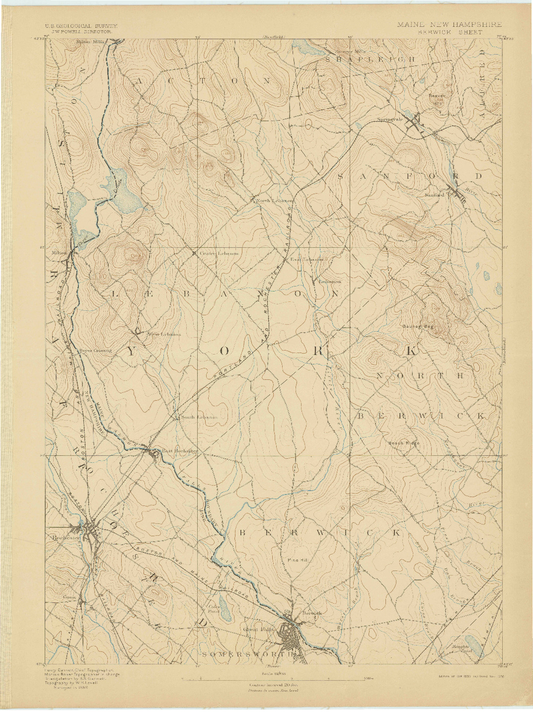 USGS 1:62500-SCALE QUADRANGLE FOR BERWICK, ME 1893