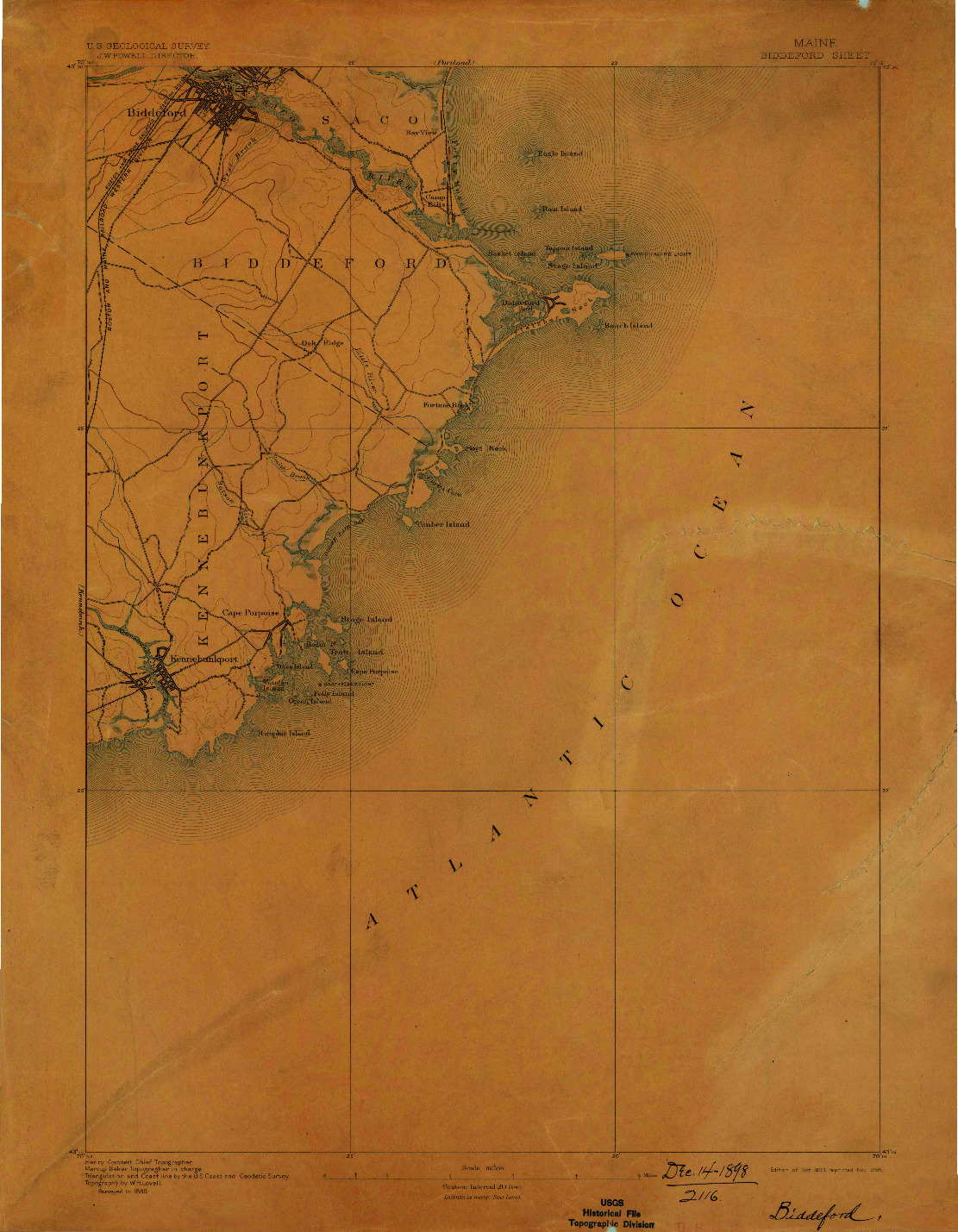 USGS 1:62500-SCALE QUADRANGLE FOR BIDDEFORD, ME 1893