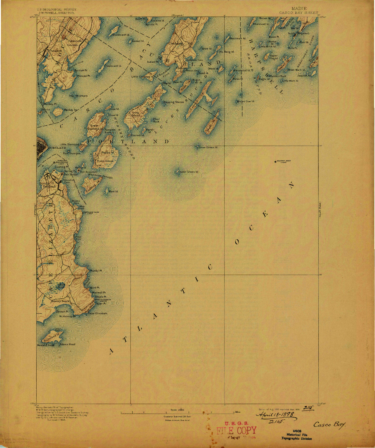 USGS 1:62500-SCALE QUADRANGLE FOR CASCO BAY, ME 1893