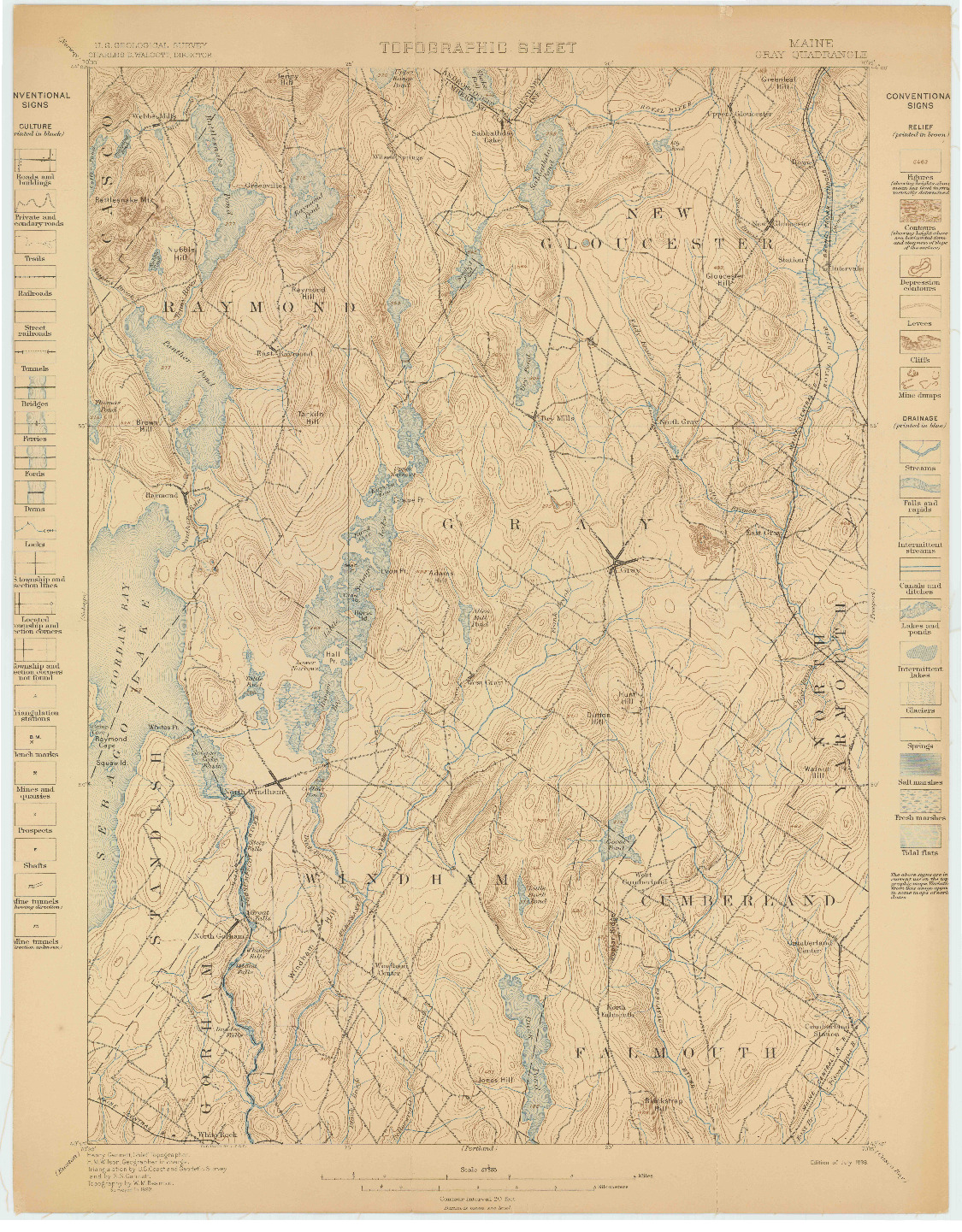 USGS 1:62500-SCALE QUADRANGLE FOR GRAY, ME 1898