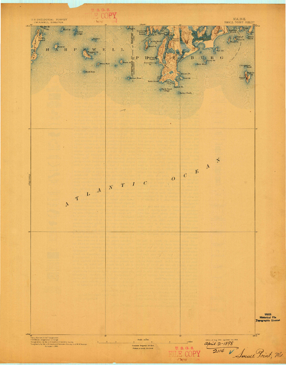 USGS 1:62500-SCALE QUADRANGLE FOR SMALL POINT, ME 1893