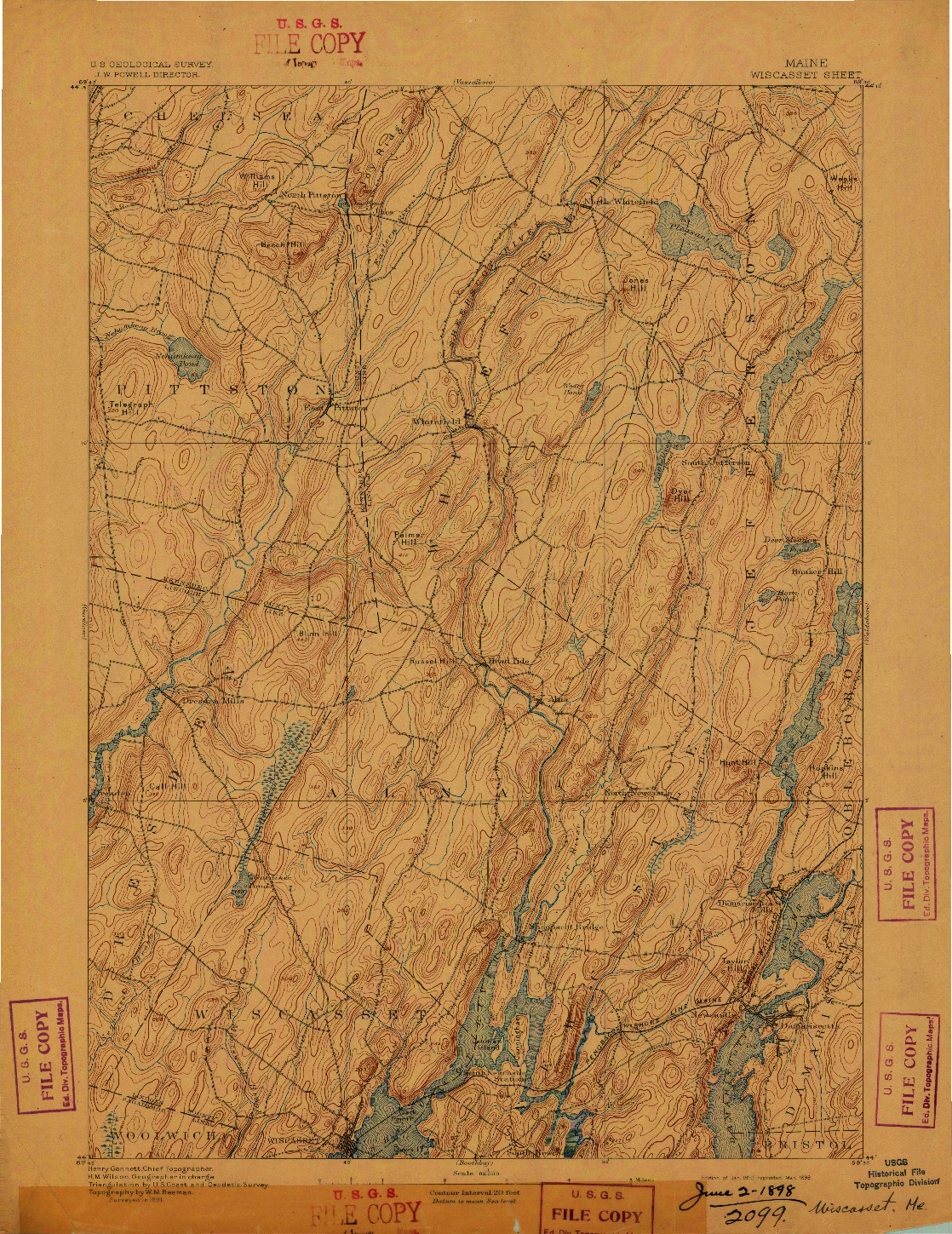 USGS 1:62500-SCALE QUADRANGLE FOR WISCASSET, ME 1893