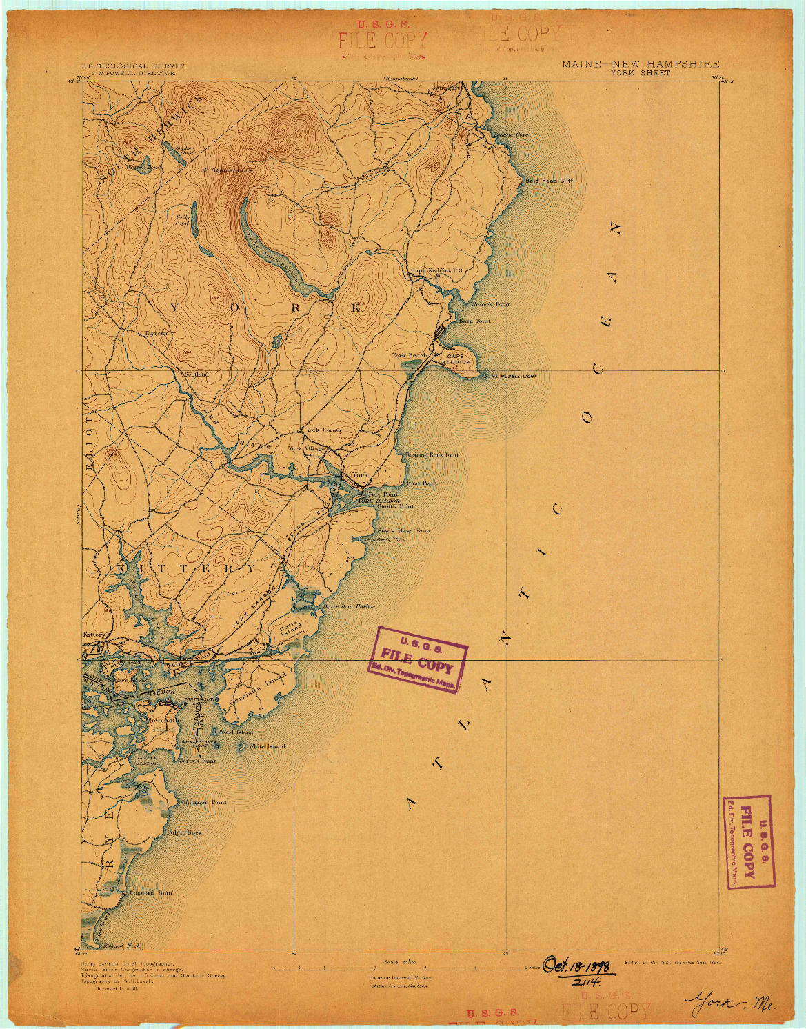 USGS 1:62500-SCALE QUADRANGLE FOR YORK, ME 1893