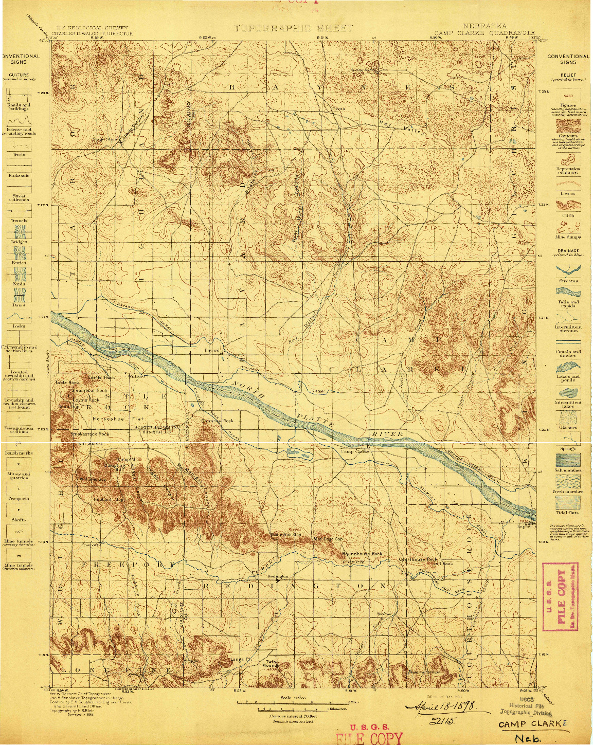 USGS 1:125000-SCALE QUADRANGLE FOR CAMP CLARKE, NE 1898