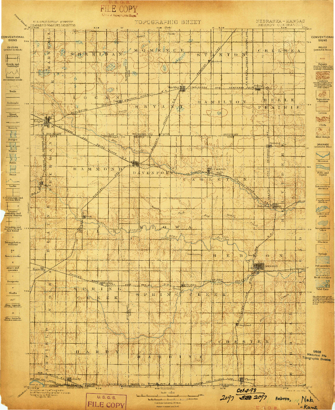 USGS 1:125000-SCALE QUADRANGLE FOR HEBRON, NE 1898