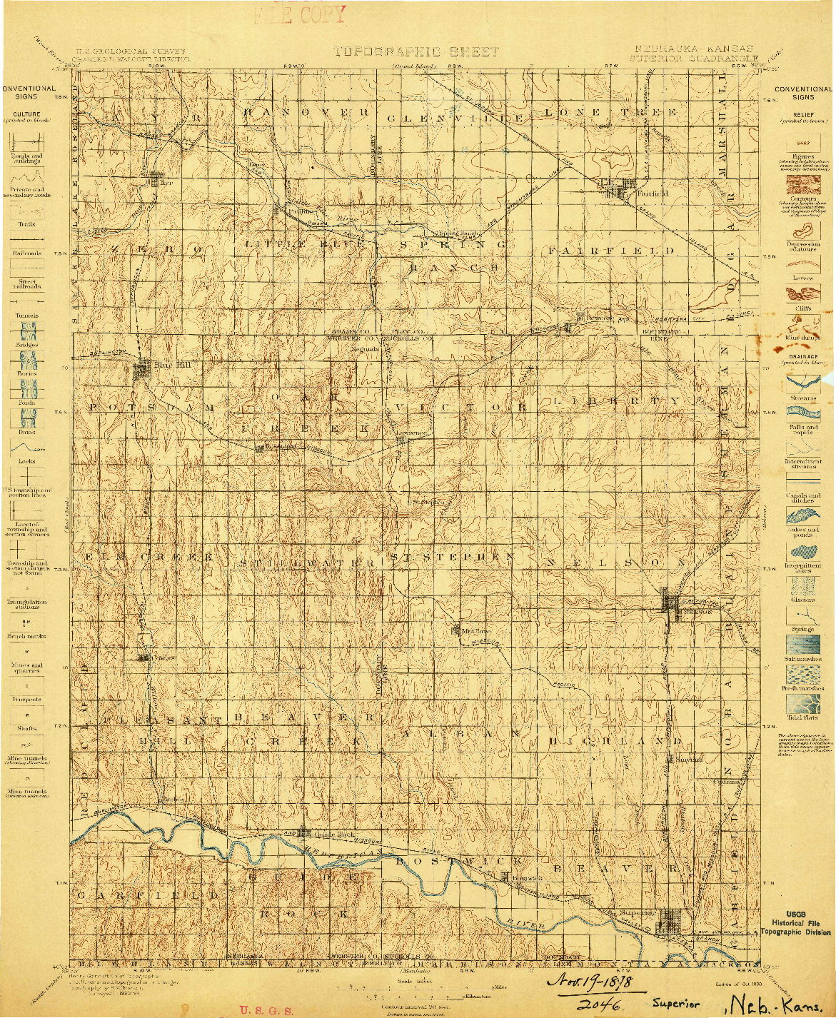 USGS 1:125000-SCALE QUADRANGLE FOR SUPERIOR, NE 1898