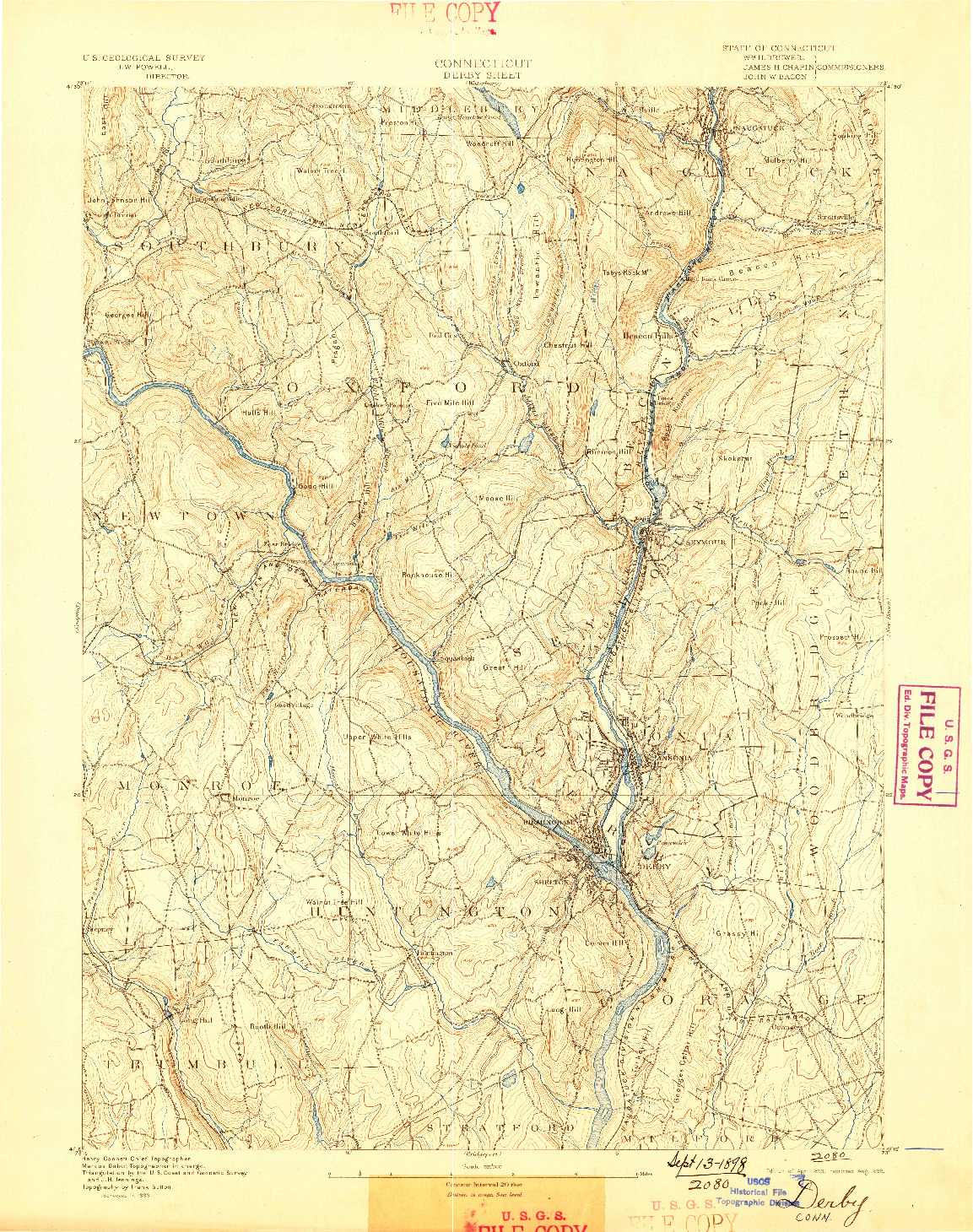 USGS 1:62500-SCALE QUADRANGLE FOR DERBY, CT 1893