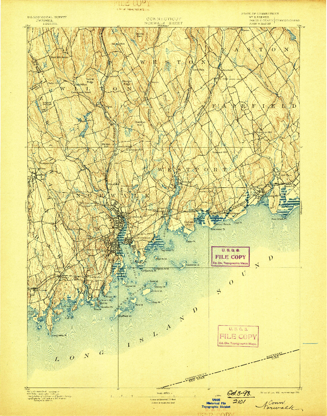 USGS 1:62500-SCALE QUADRANGLE FOR NORWALK, CT 1893