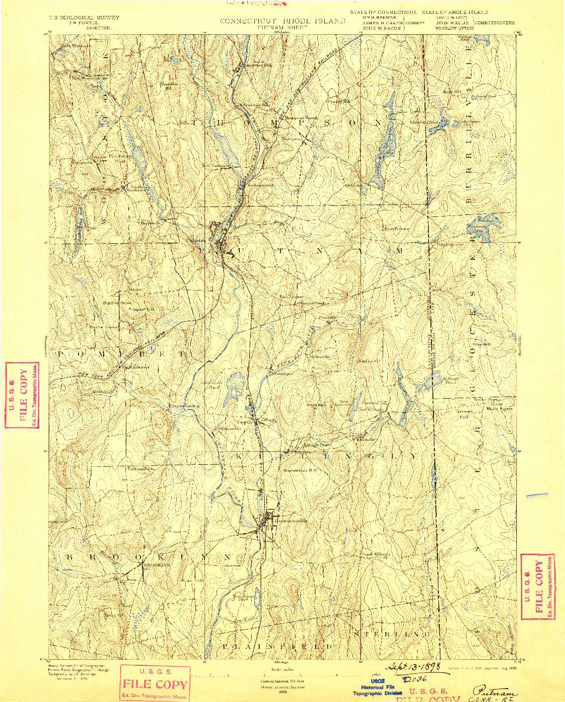 USGS 1:62500-SCALE QUADRANGLE FOR PUTNAM, CT 1893