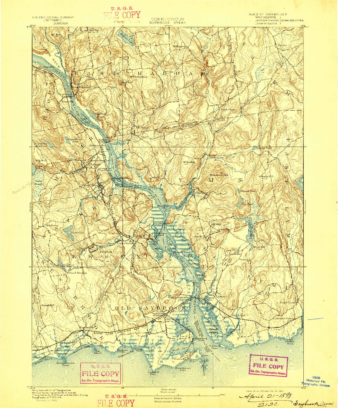 USGS 1:62500-SCALE QUADRANGLE FOR SAYBROOK, CT 1893