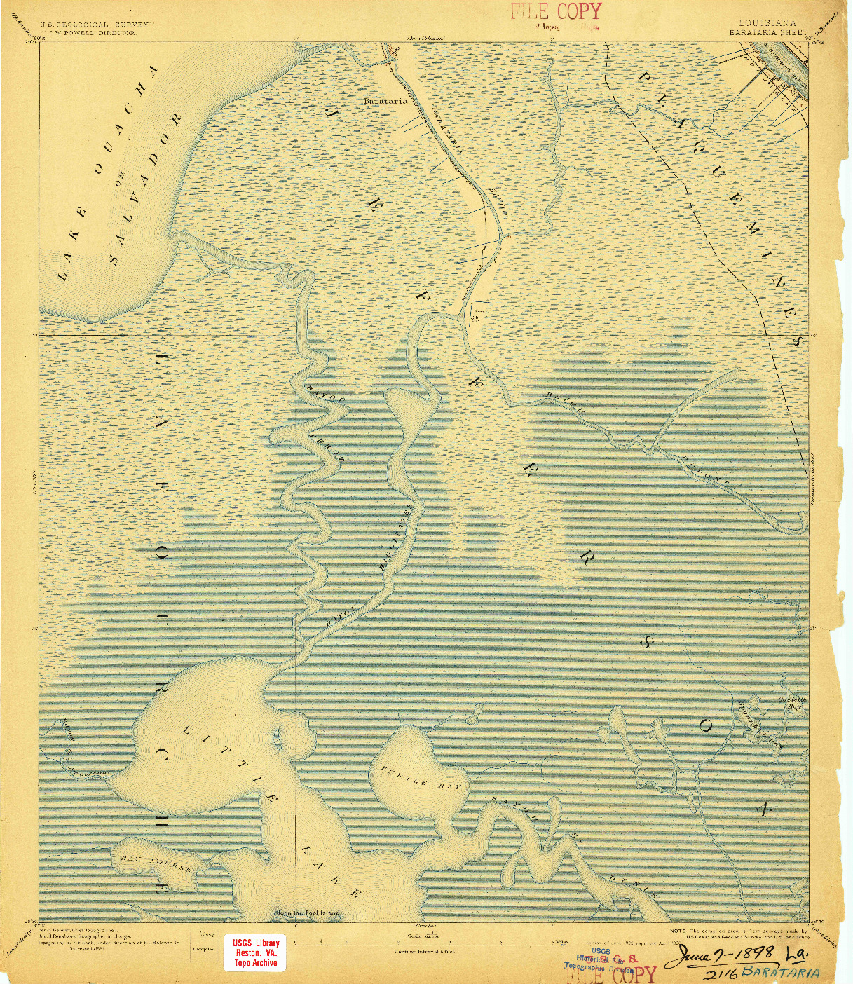 USGS 1:62500-SCALE QUADRANGLE FOR BARATARIA, LA 1892
