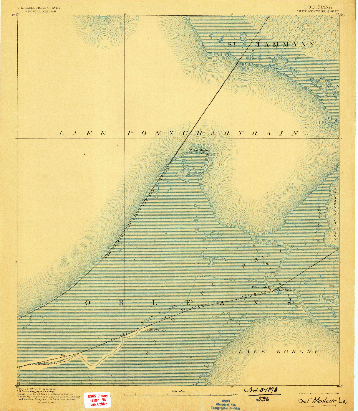 USGS 1:62500-SCALE QUADRANGLE FOR CHEF MENTEUR, LA 1892