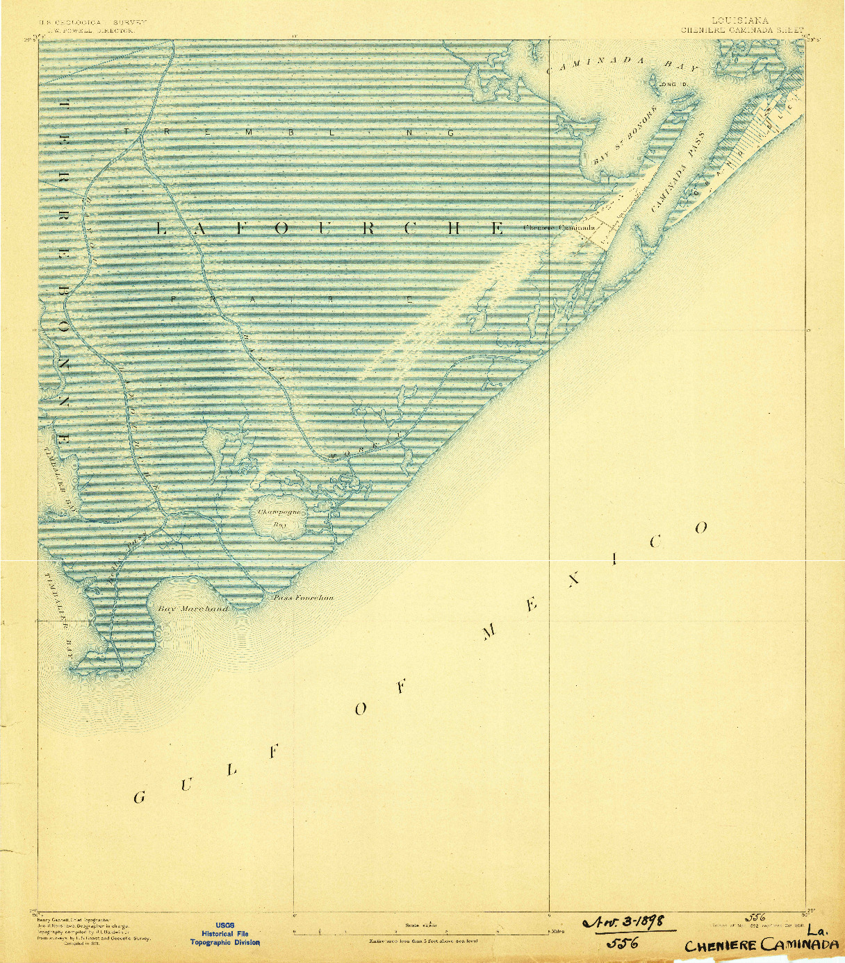 USGS 1:62500-SCALE QUADRANGLE FOR CHENIERE CAMINADA, LA 1892