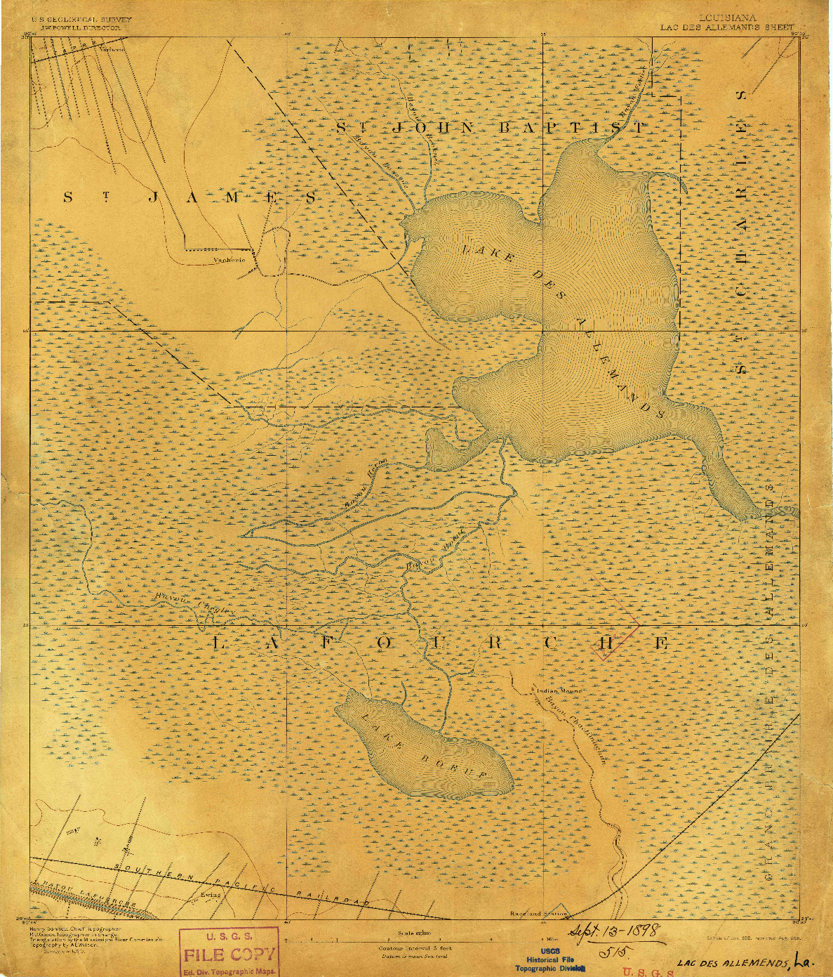 USGS 1:62500-SCALE QUADRANGLE FOR LAC DES ALLEMANDS, LA 1892