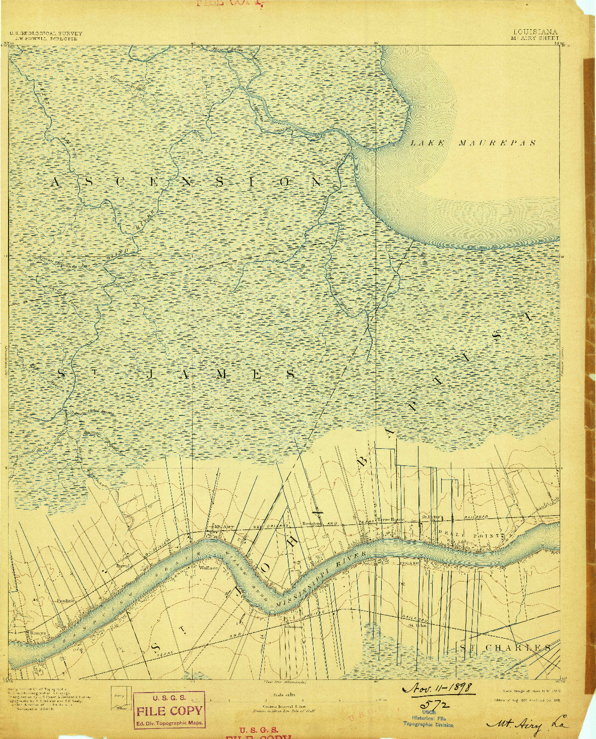 USGS 1:62500-SCALE QUADRANGLE FOR MOUNT AIRY, LA 1892
