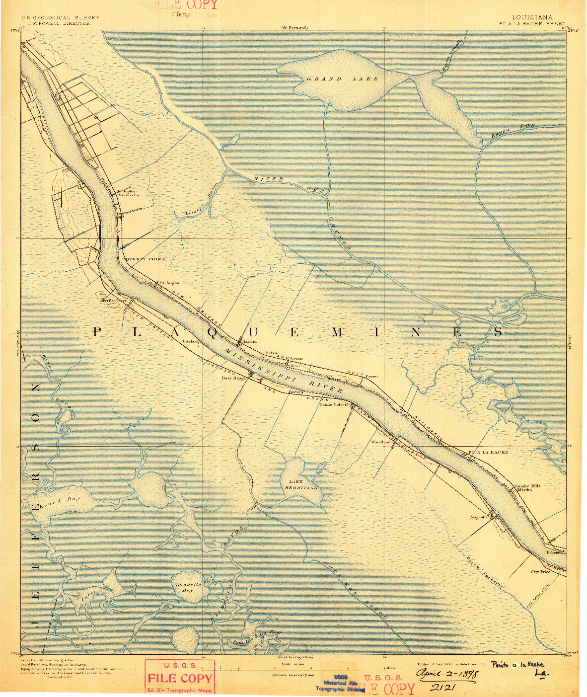 USGS 1:62500-SCALE QUADRANGLE FOR POINTE A LA HACHE, LA 1892